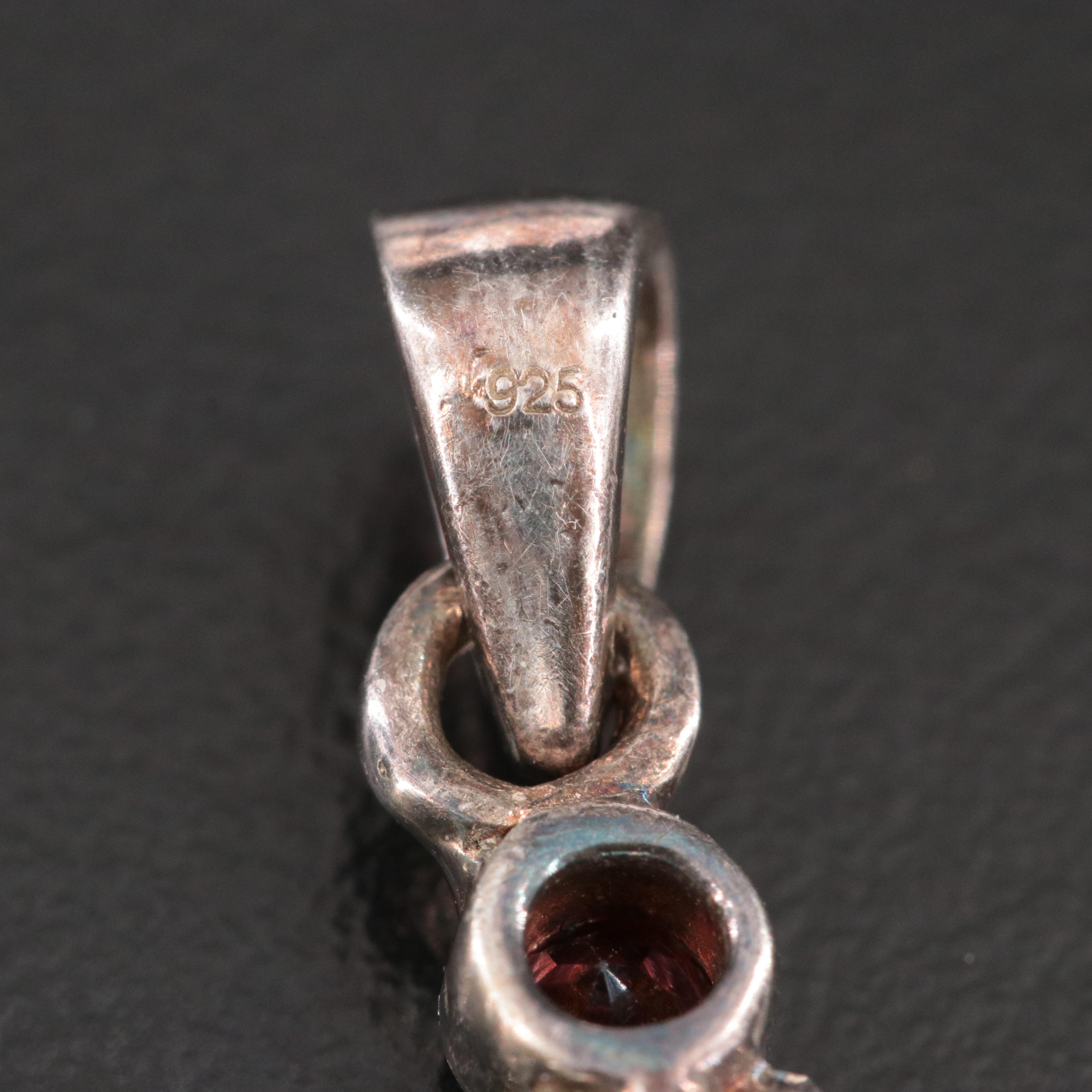 Sterling Garnet Cross Pendant