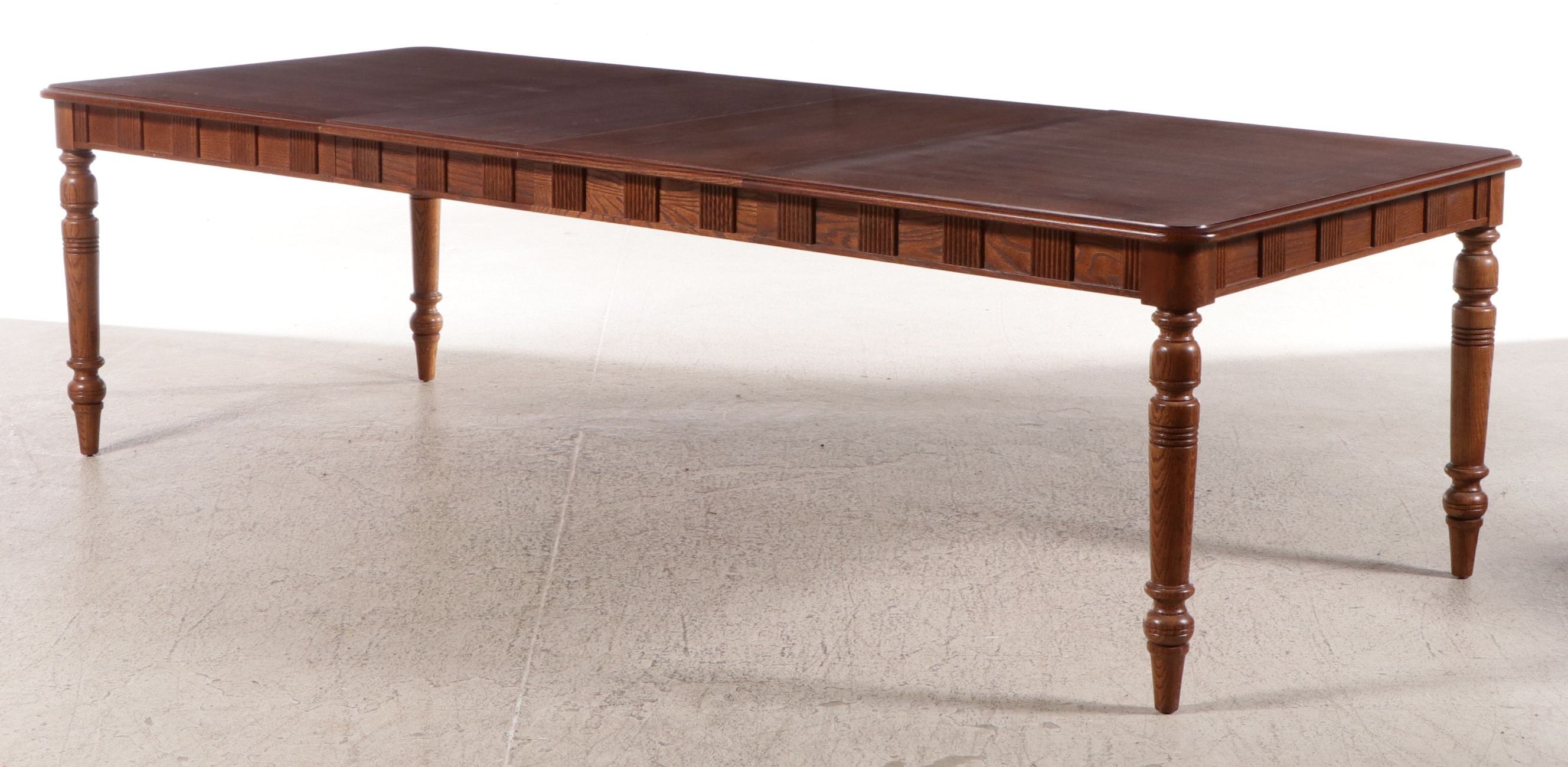 Victorian Style Carved Oak Extending Dining Table