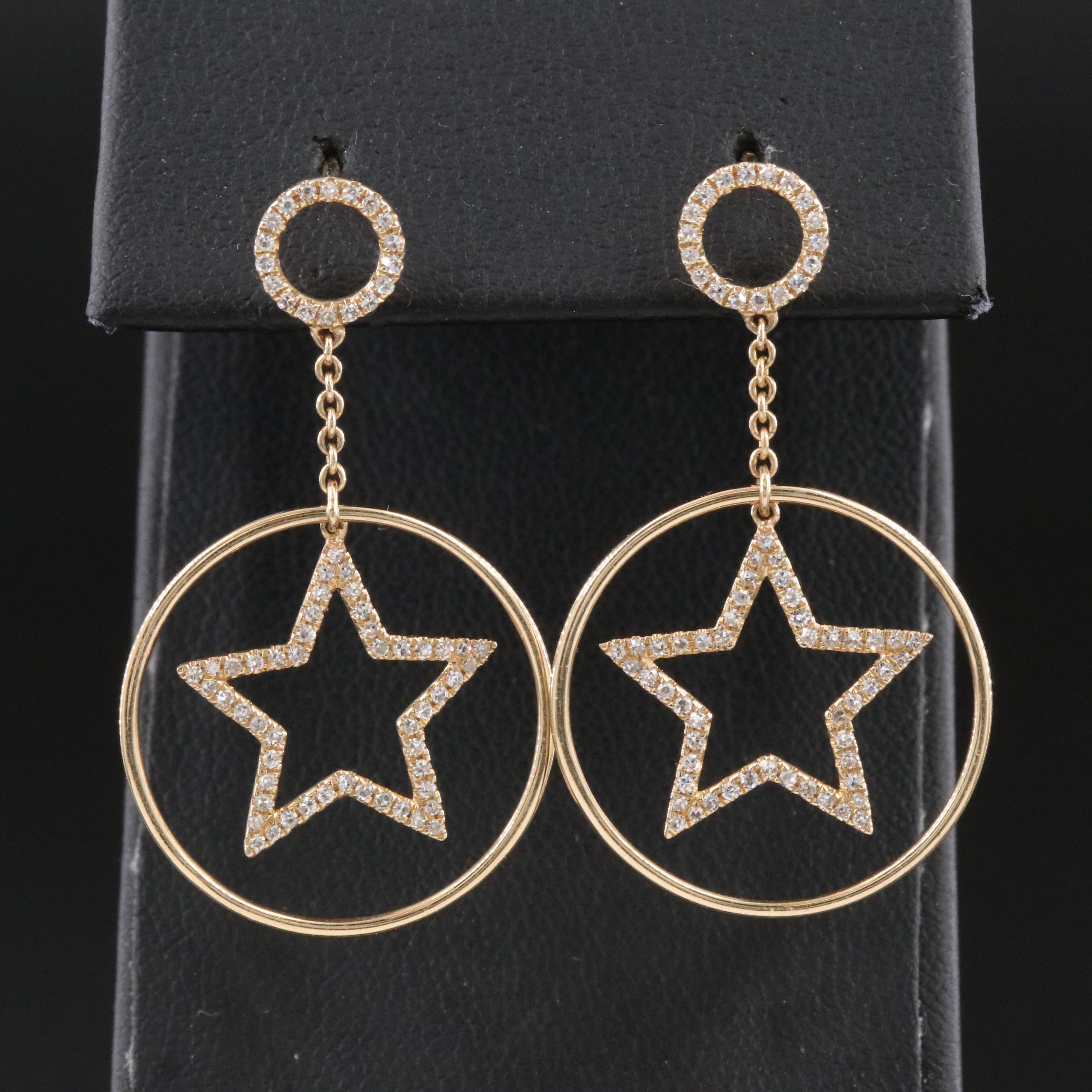 14K 0.59 CTW Diamond Star Drops with Circles