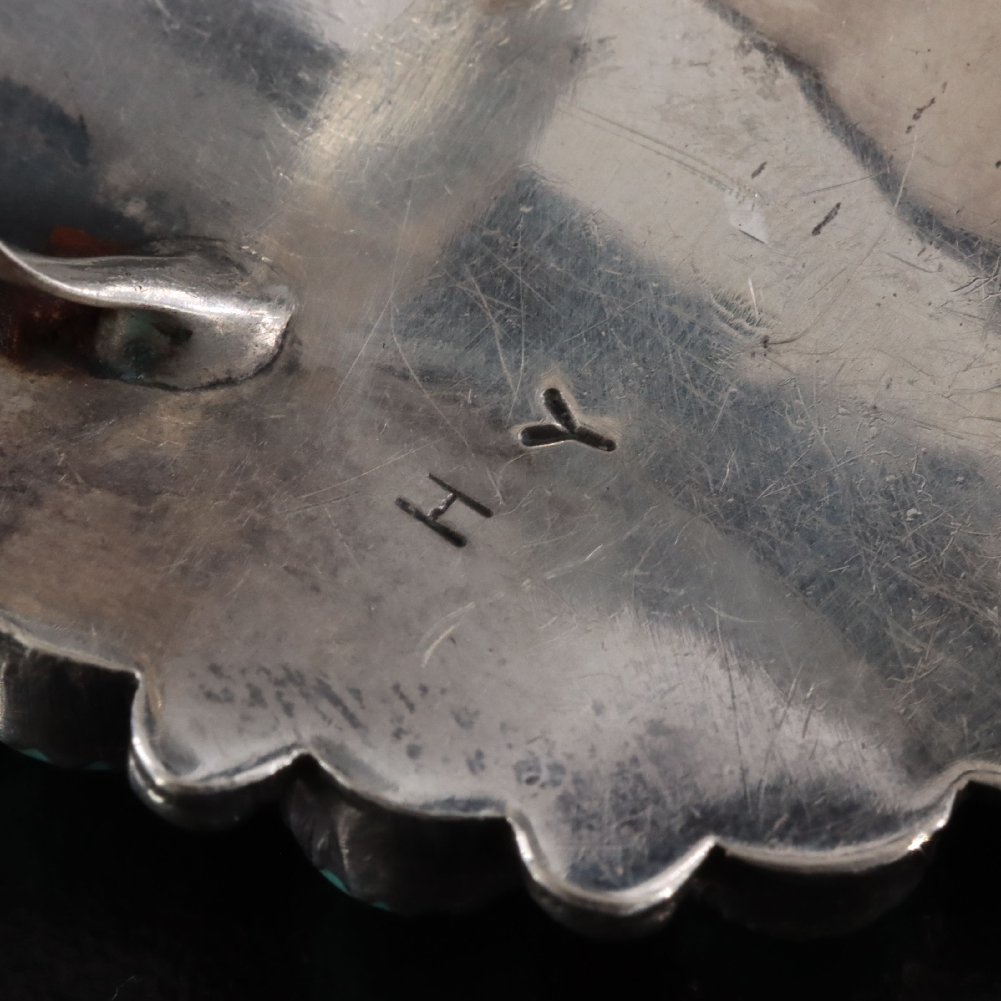 Southwestern Signed Sterling Turquoise Cluster Ring