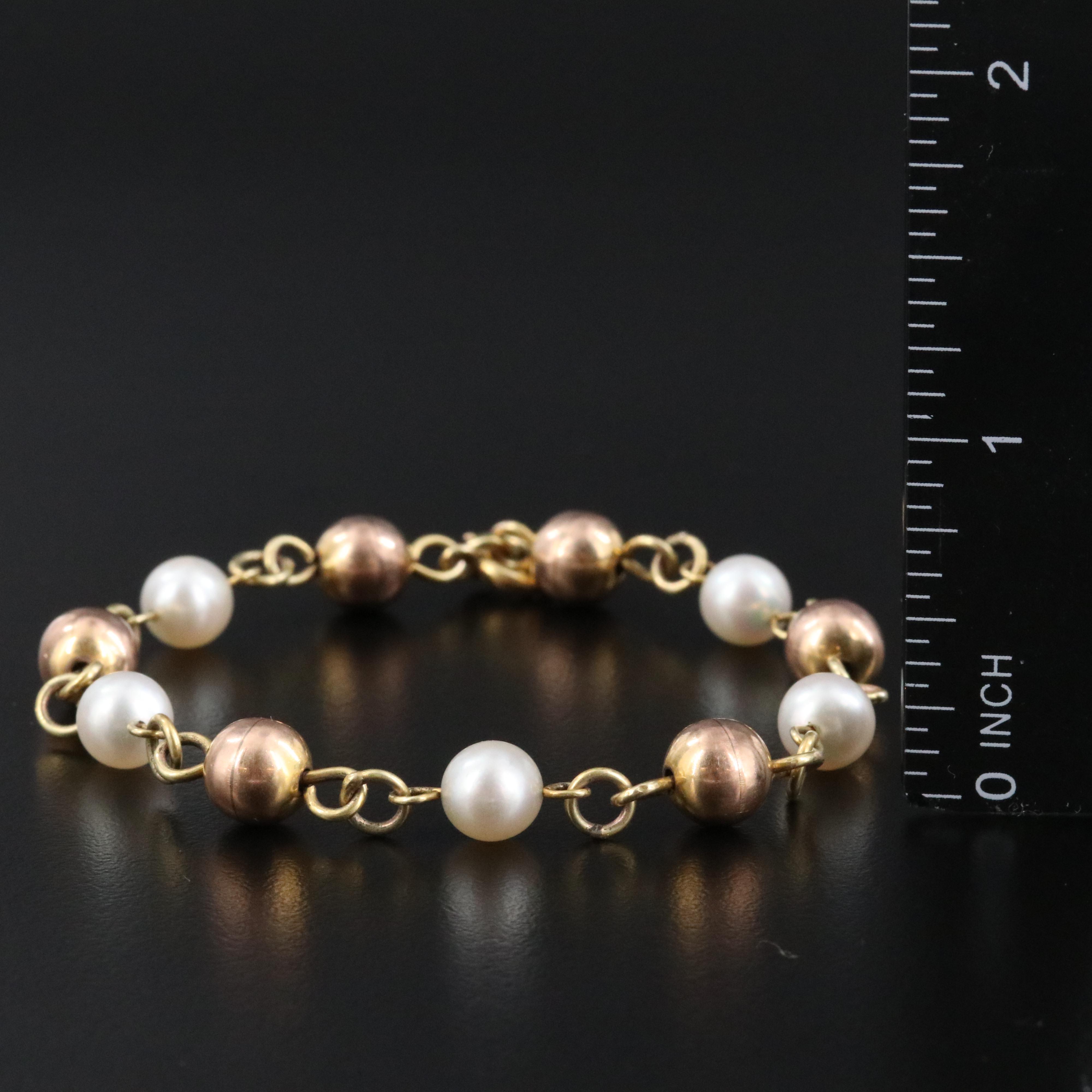 10K Pearl Bracelet with 14K Clasp