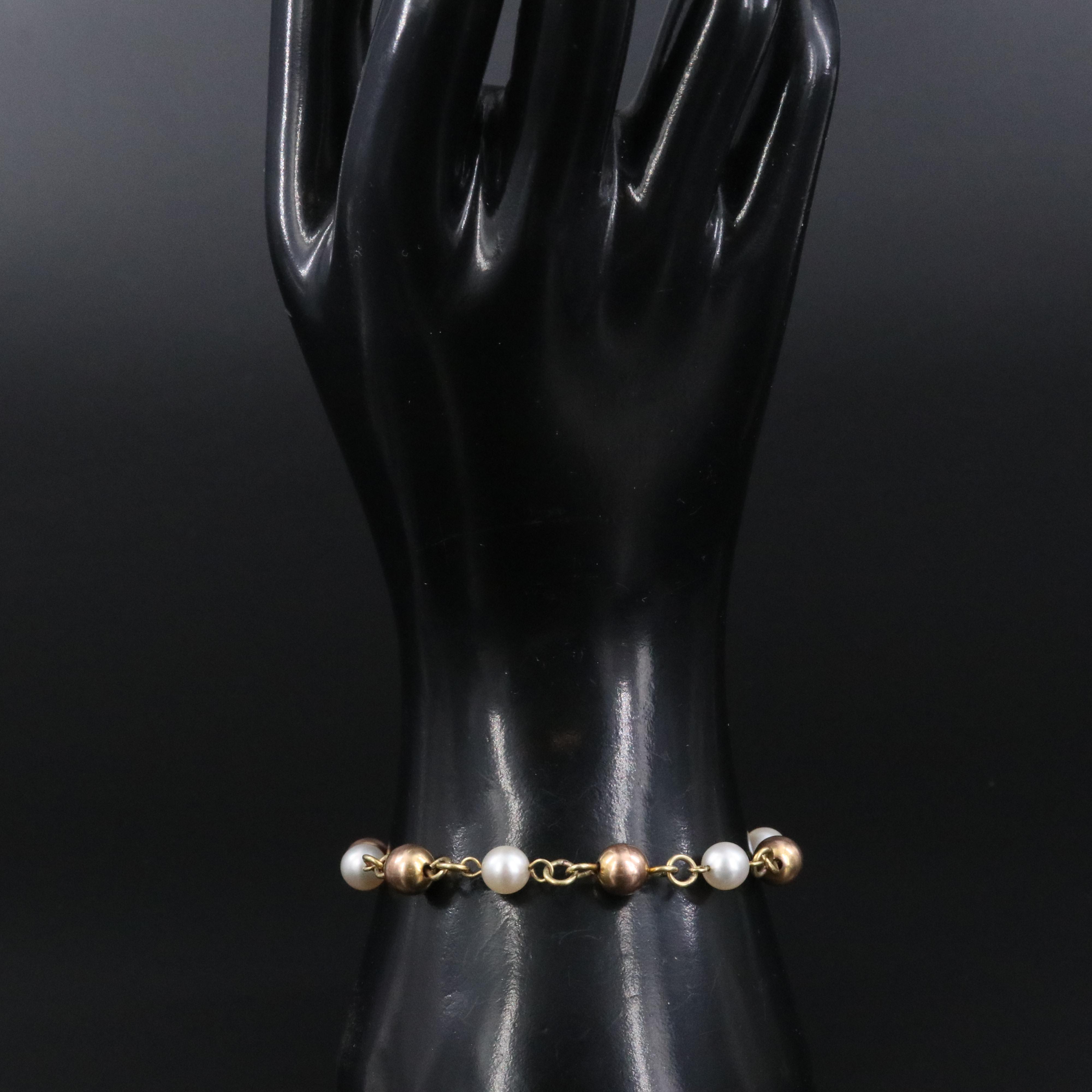 10K Pearl Bracelet with 14K Clasp
