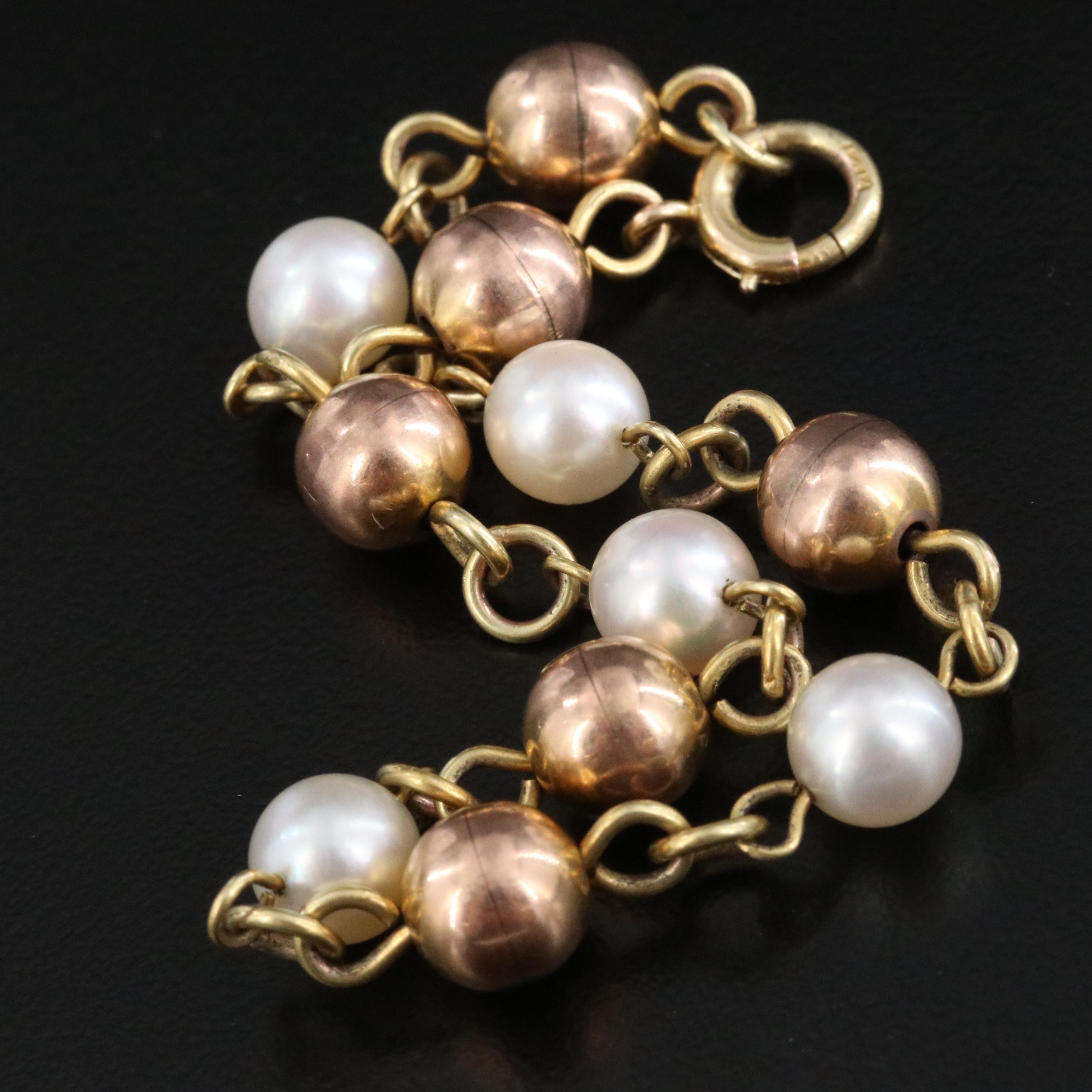 10K Pearl Bracelet with 14K Clasp