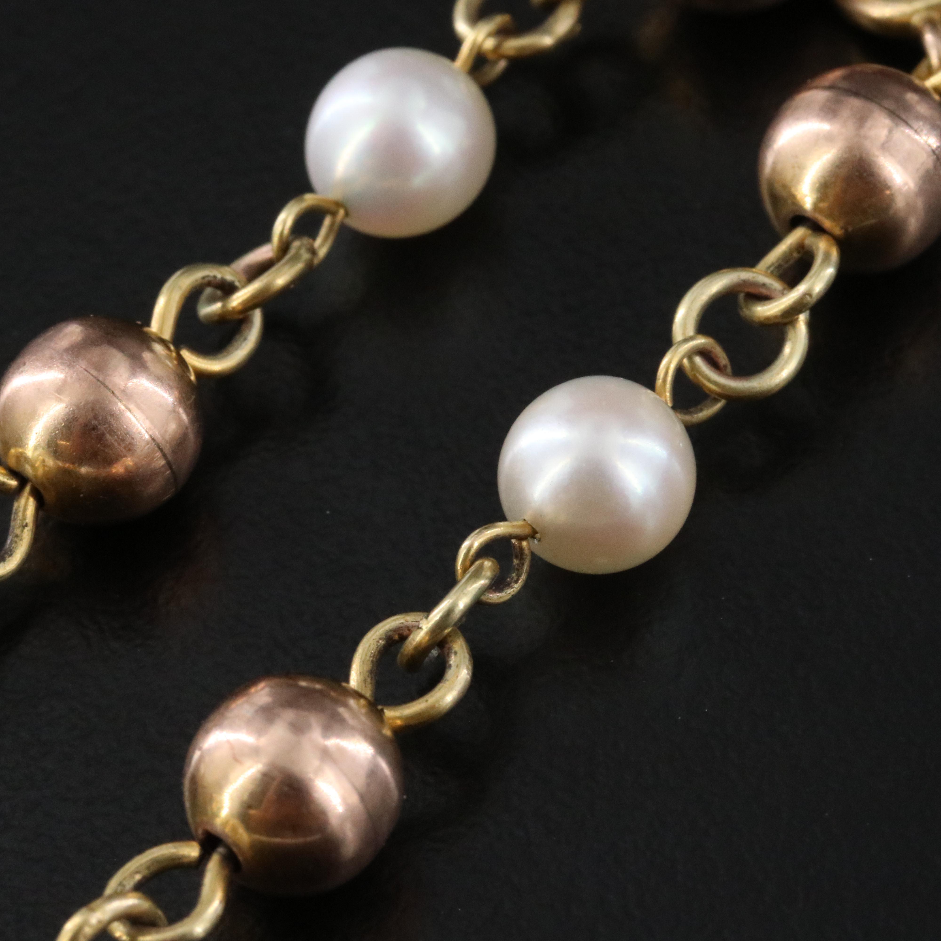 10K Pearl Bracelet with 14K Clasp