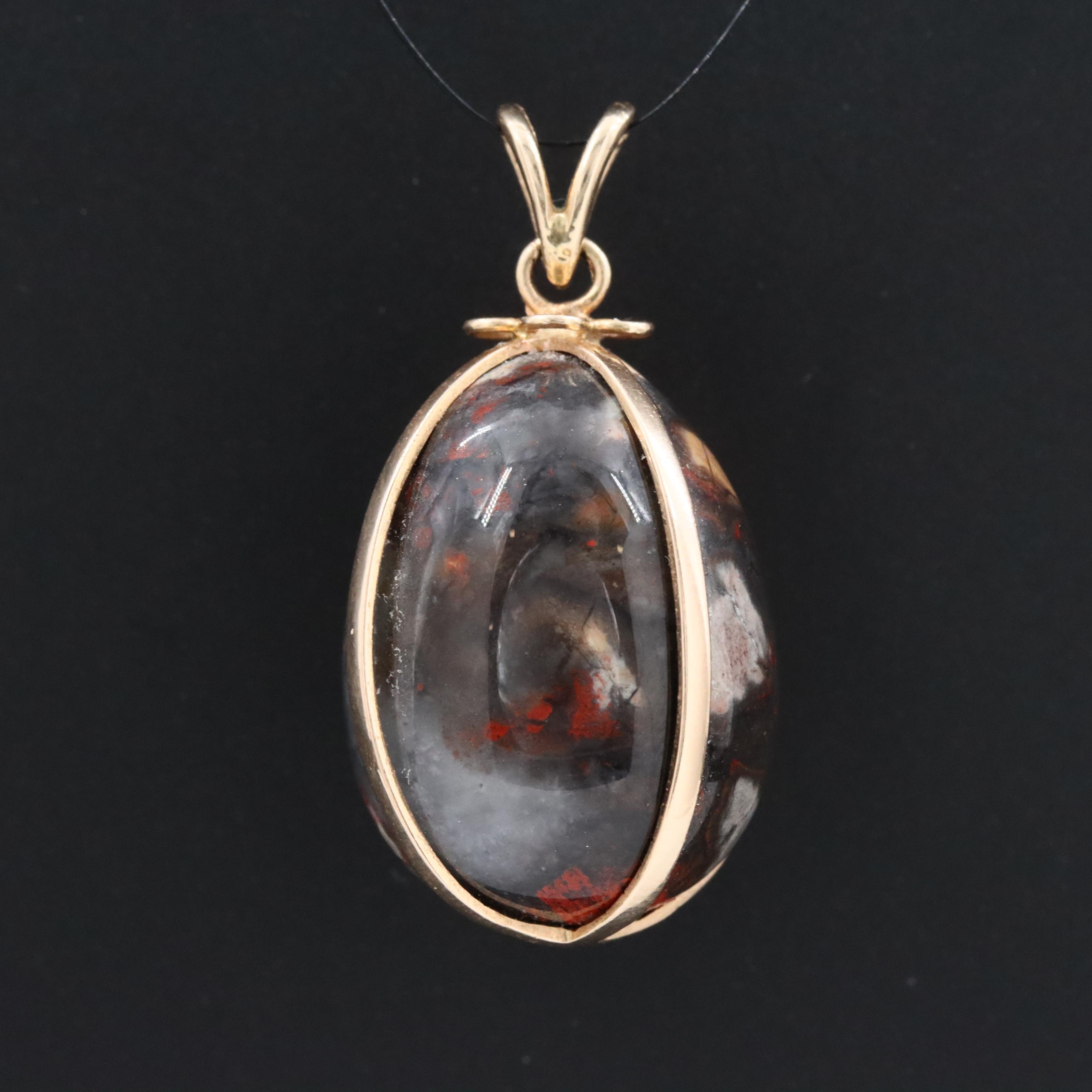 14K Jasper Egg Pendant