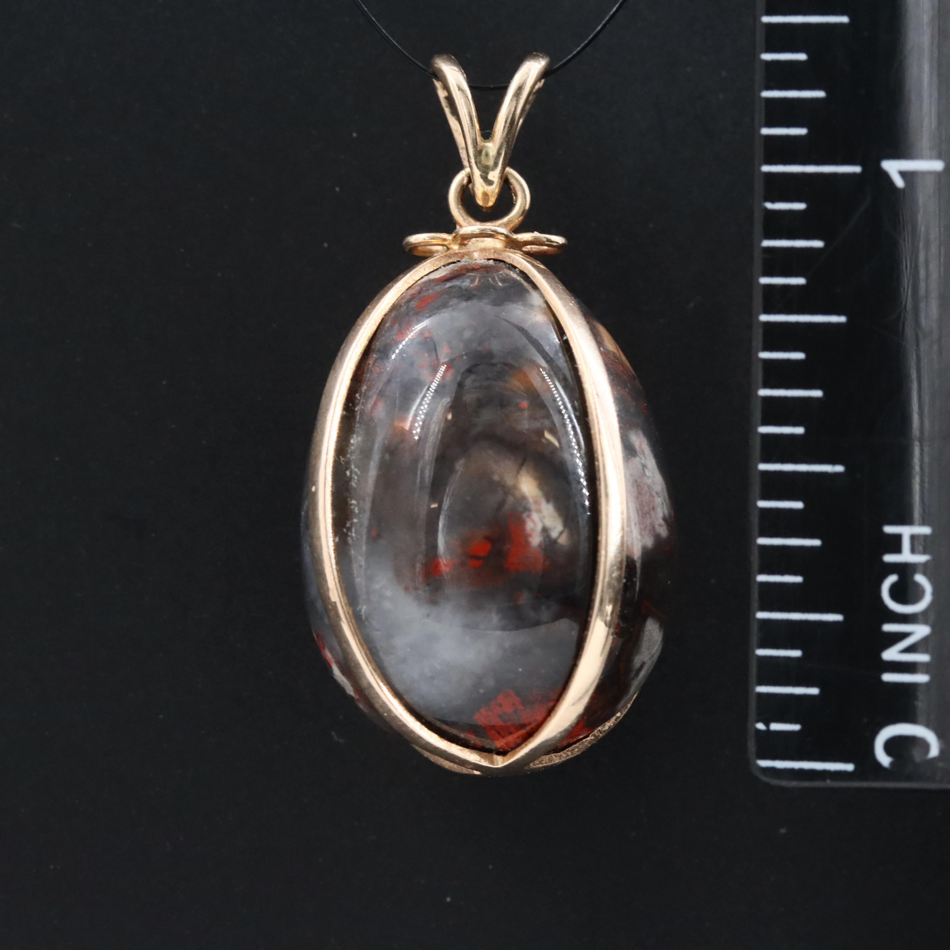 14K Jasper Egg Pendant