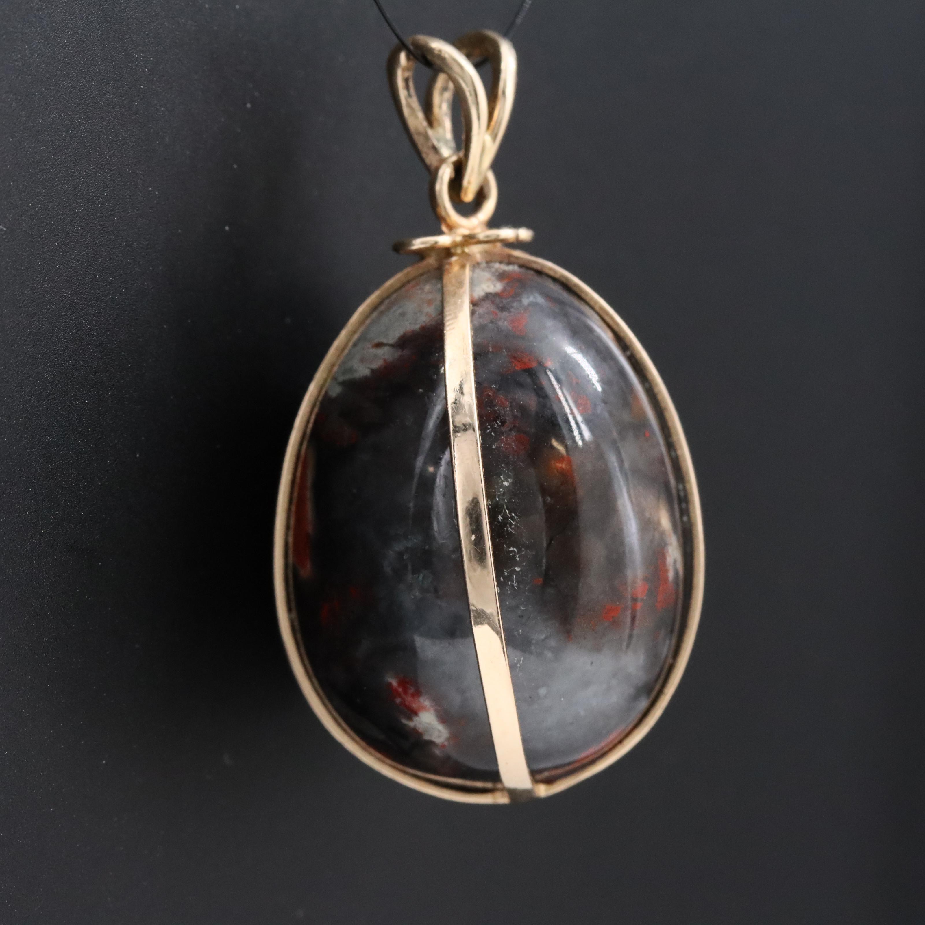 14K Jasper Egg Pendant