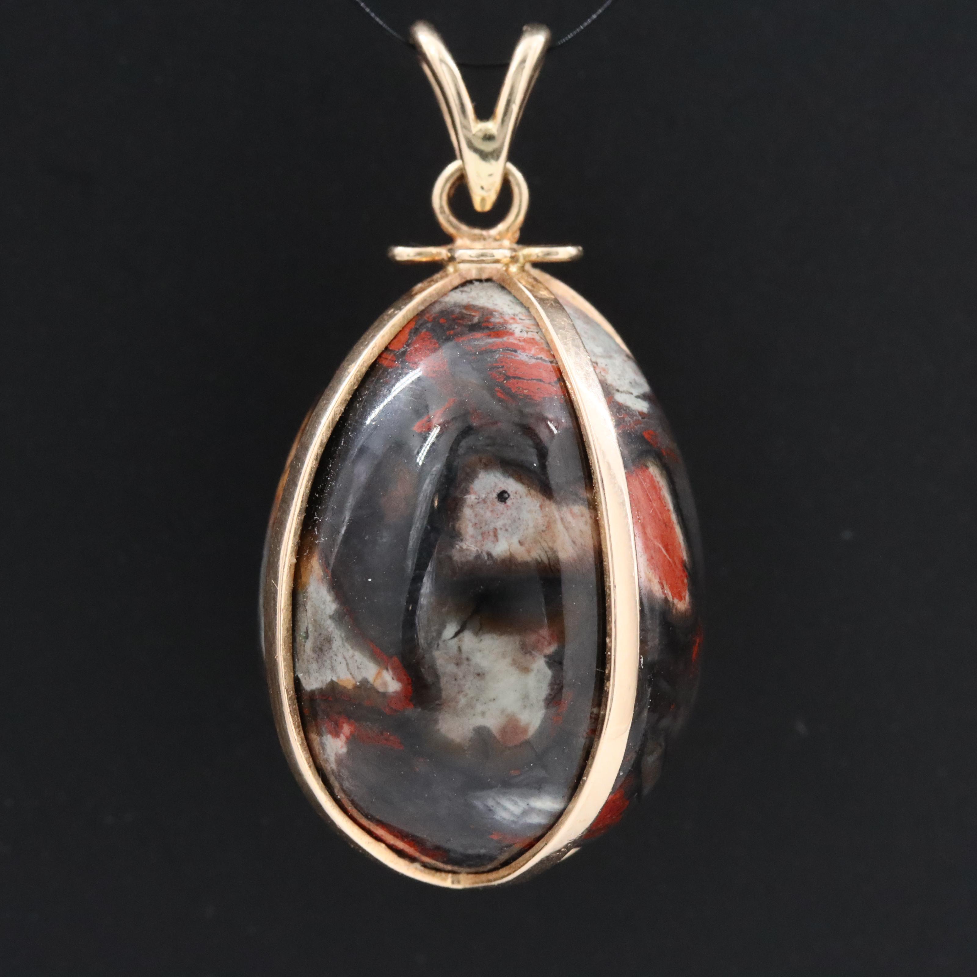 14K Jasper Egg Pendant