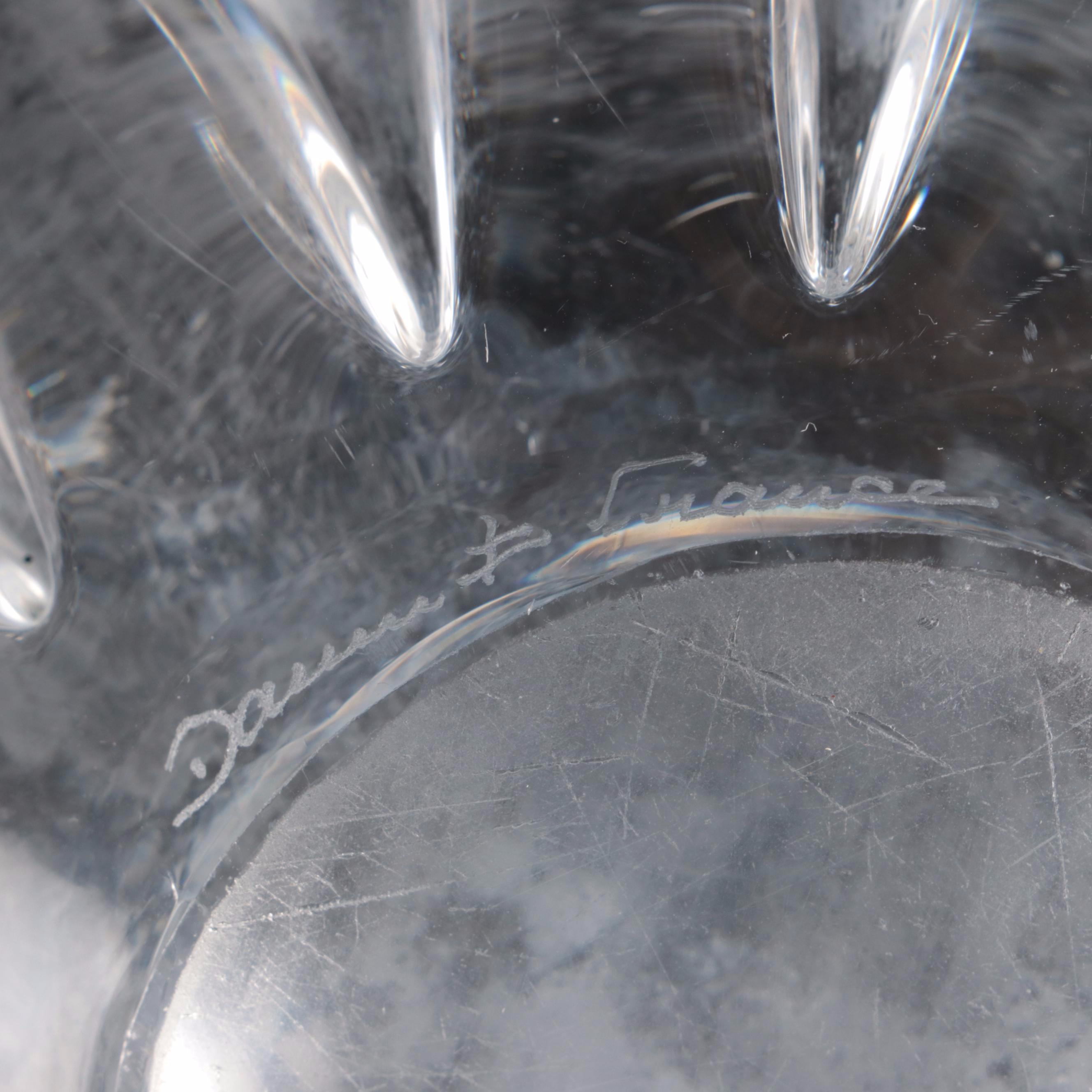 Signed Daum Crystal Freeform Bowl with Vase, Goblets, and More Glassware