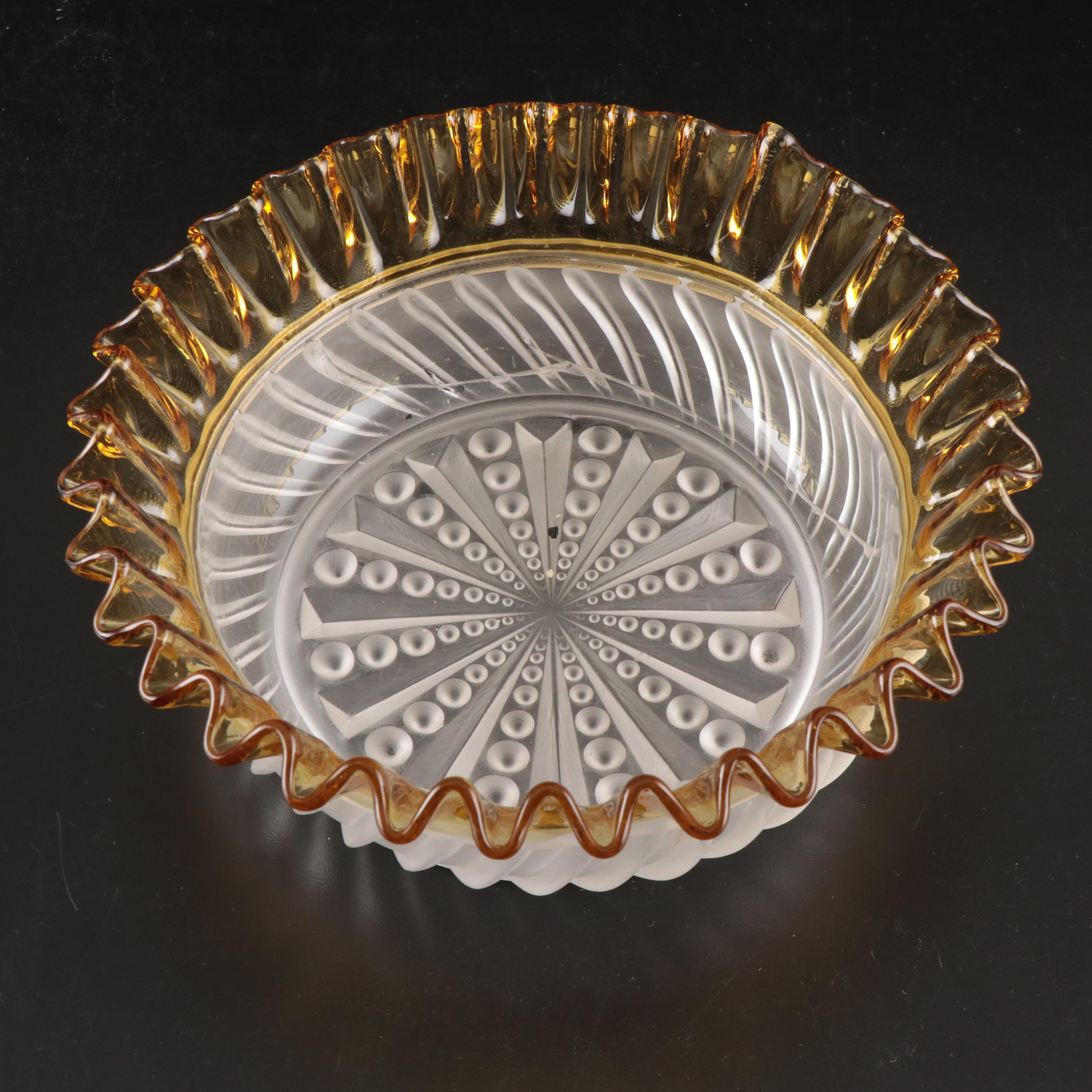 Signed Daum Crystal Freeform Bowl with Vase, Goblets, and More Glassware