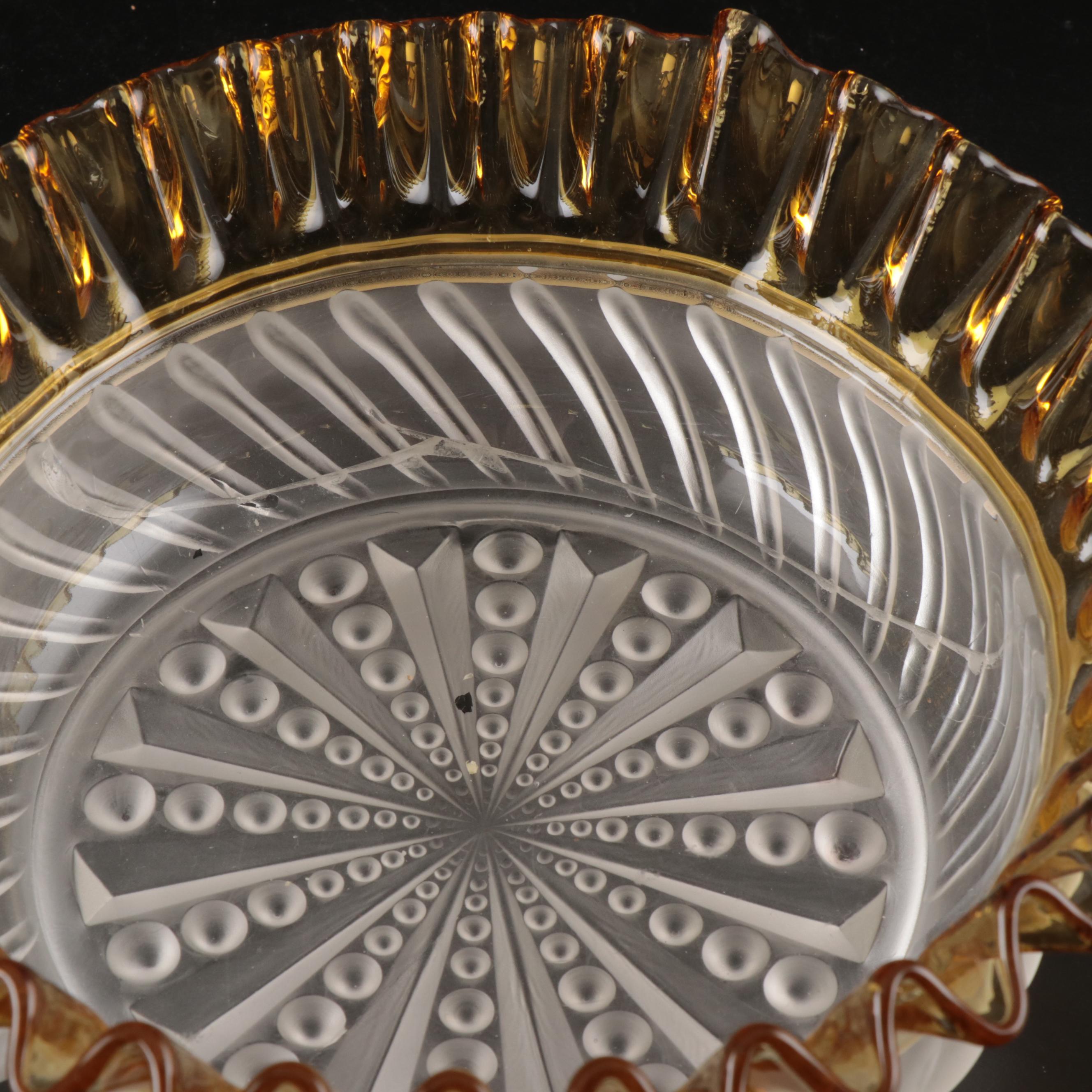 Signed Daum Crystal Freeform Bowl with Vase, Goblets, and More Glassware