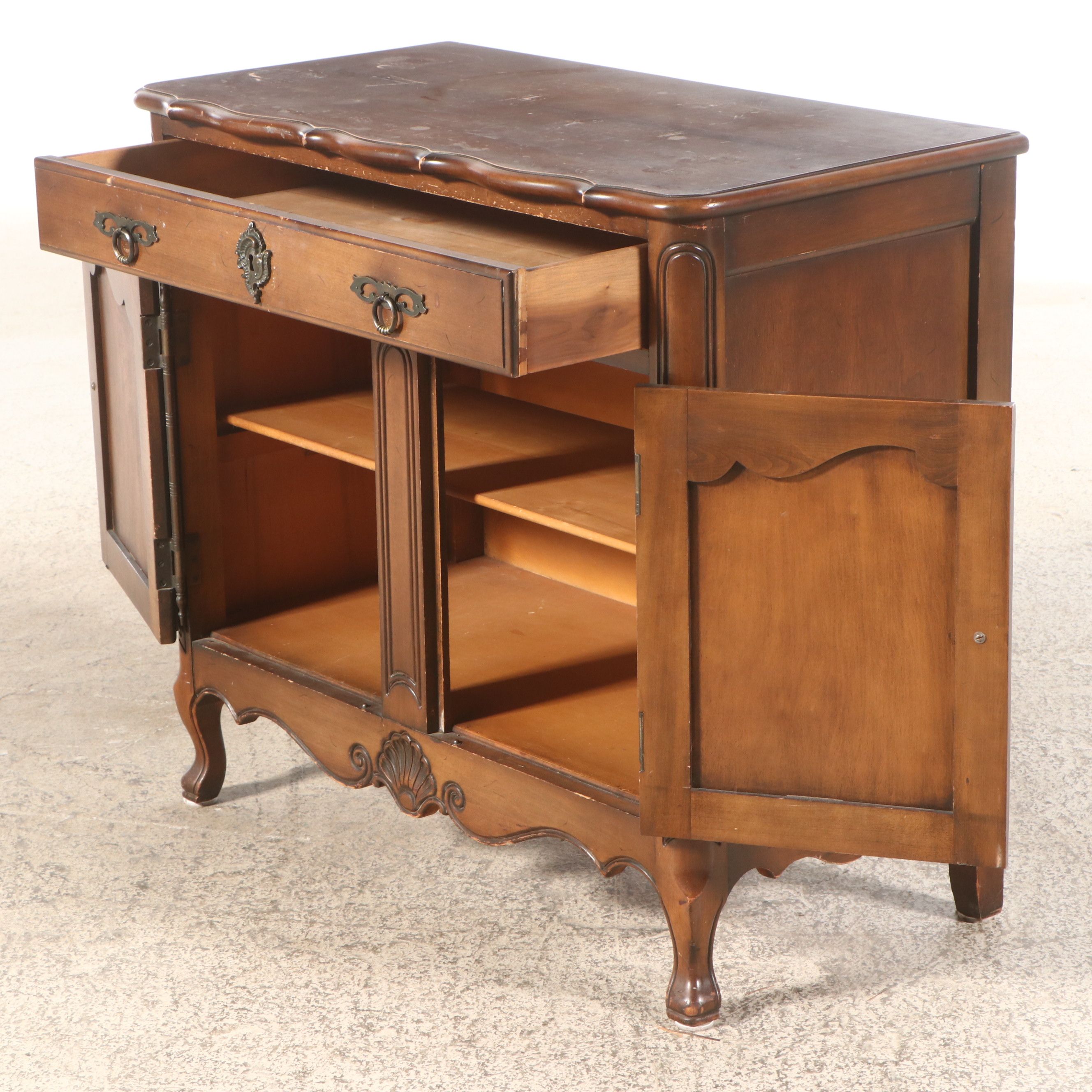 French Provincial Style Carved Wood Cabinet, Early to Mid-20th Century