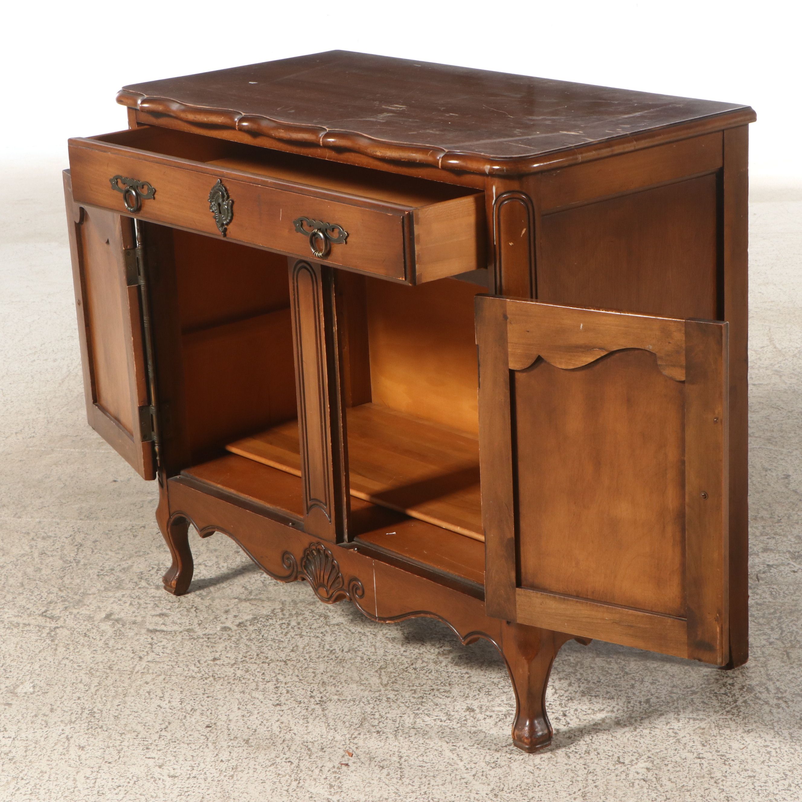 French Provincial Style Carved Wood Cabinet, Early to Mid-20th Century