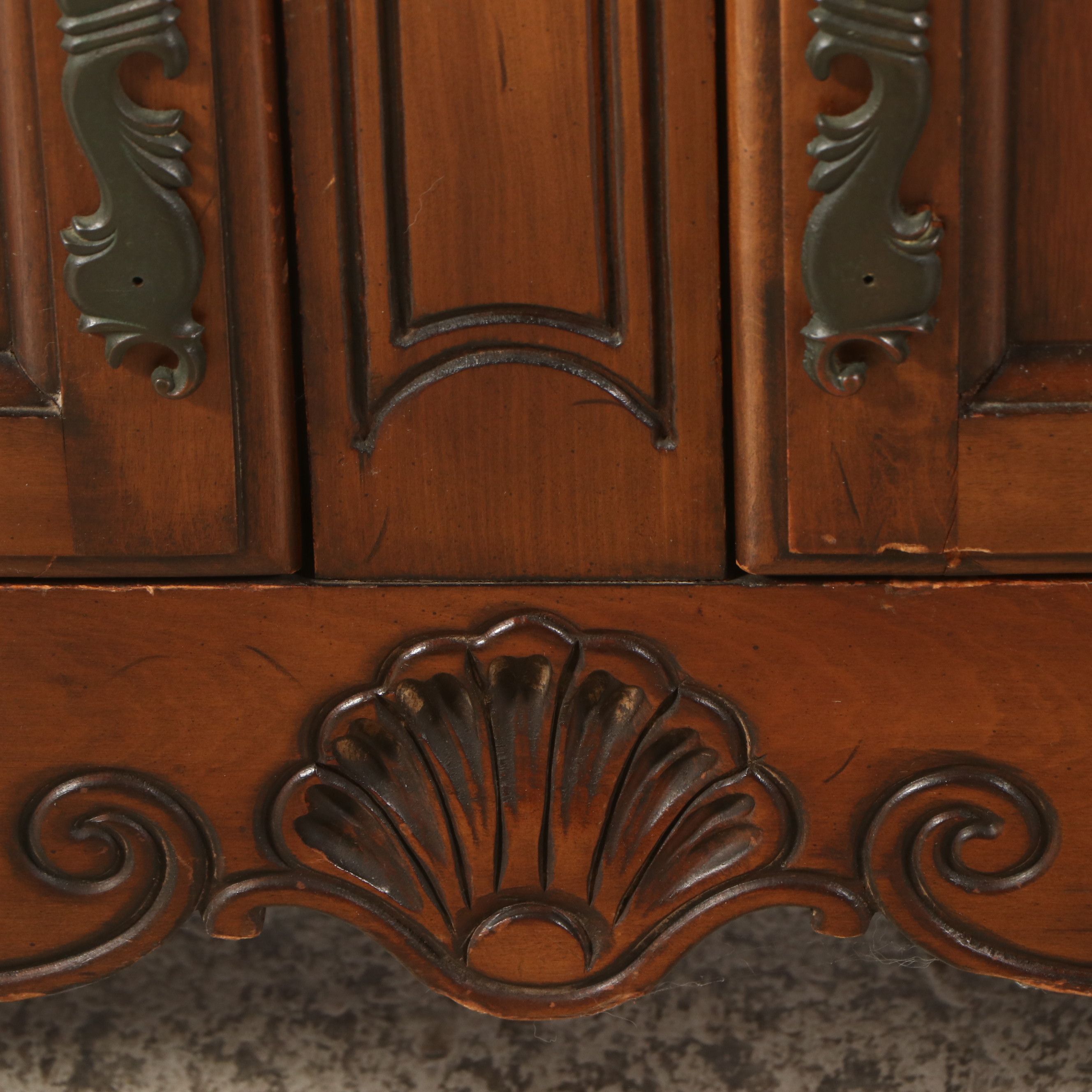 French Provincial Style Carved Wood Cabinet, Early to Mid-20th Century
