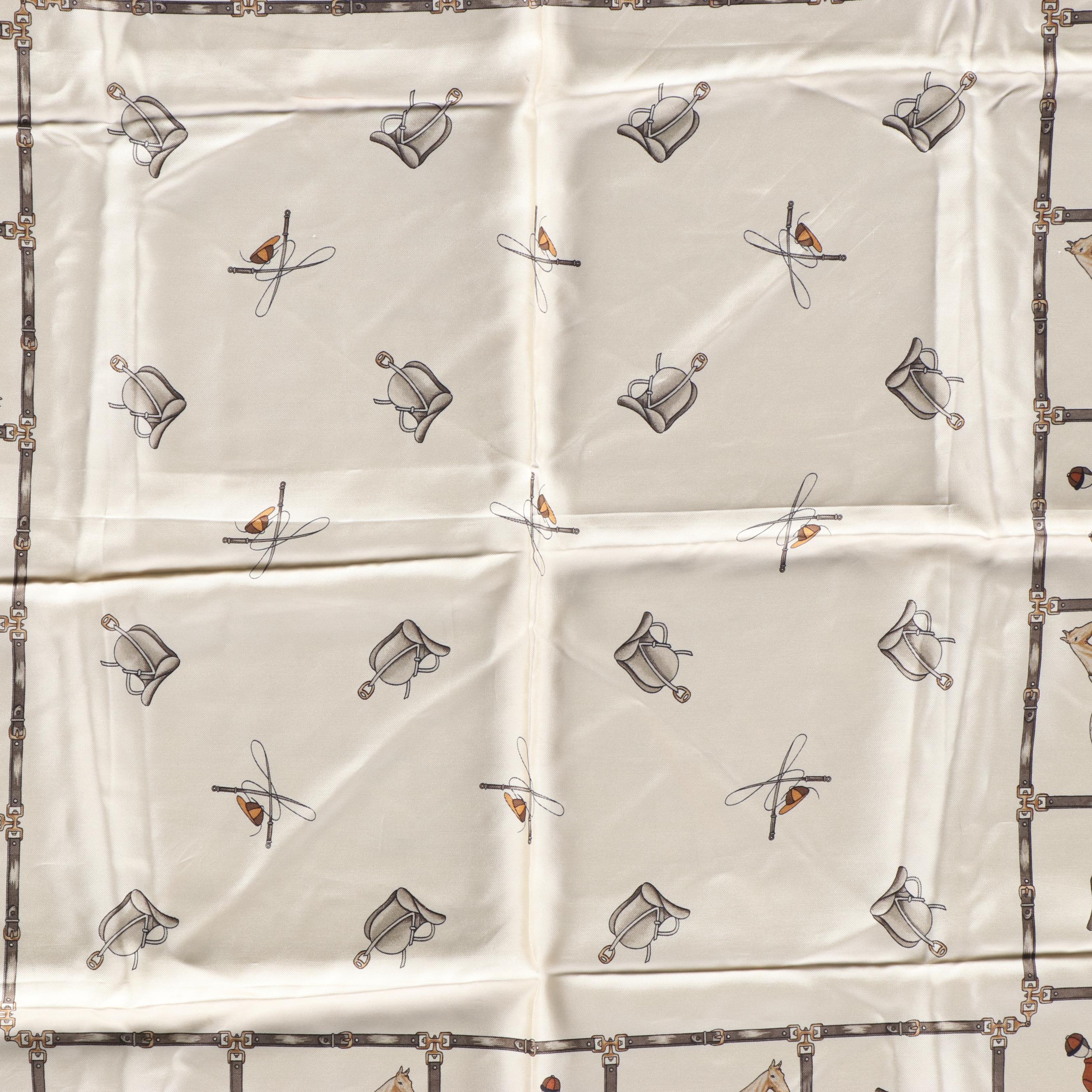 Celine Thoroughbred Racing Scarf 90 in Silk Twill