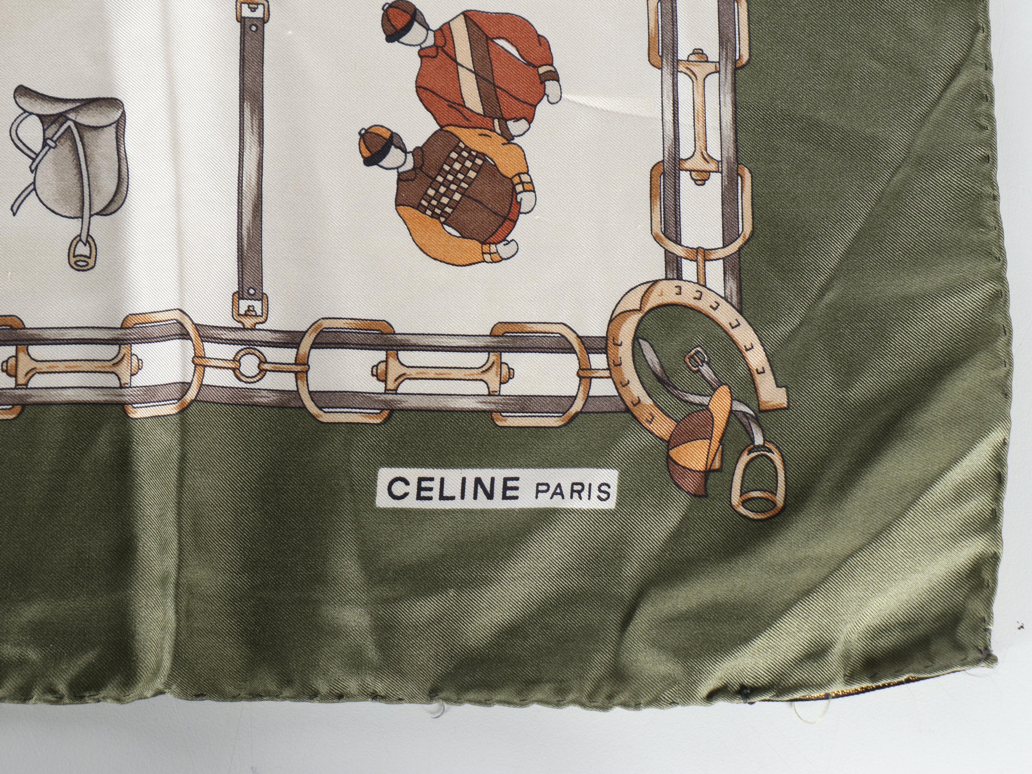 Celine Thoroughbred Racing Scarf 90 in Silk Twill