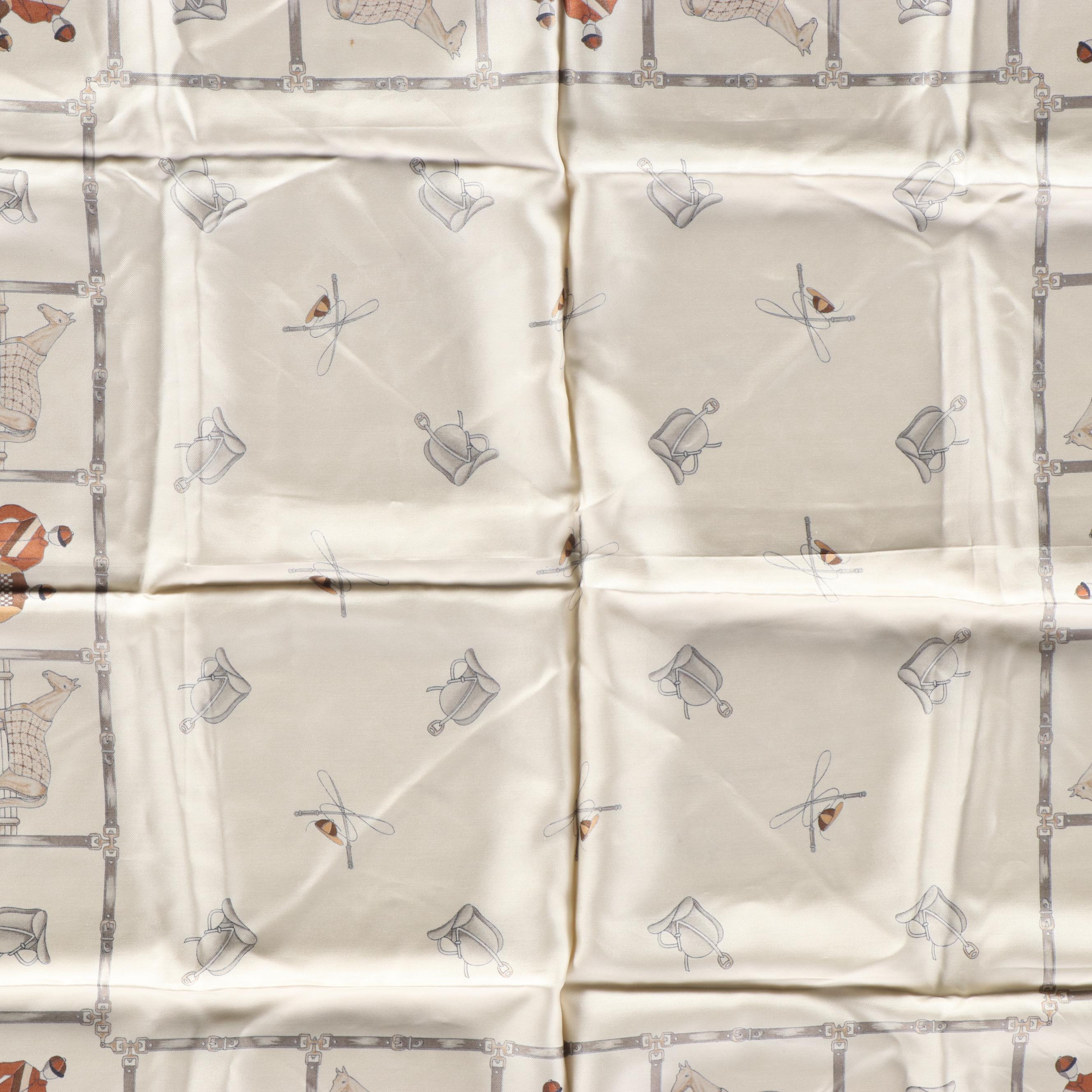 Celine Thoroughbred Racing Scarf 90 in Silk Twill