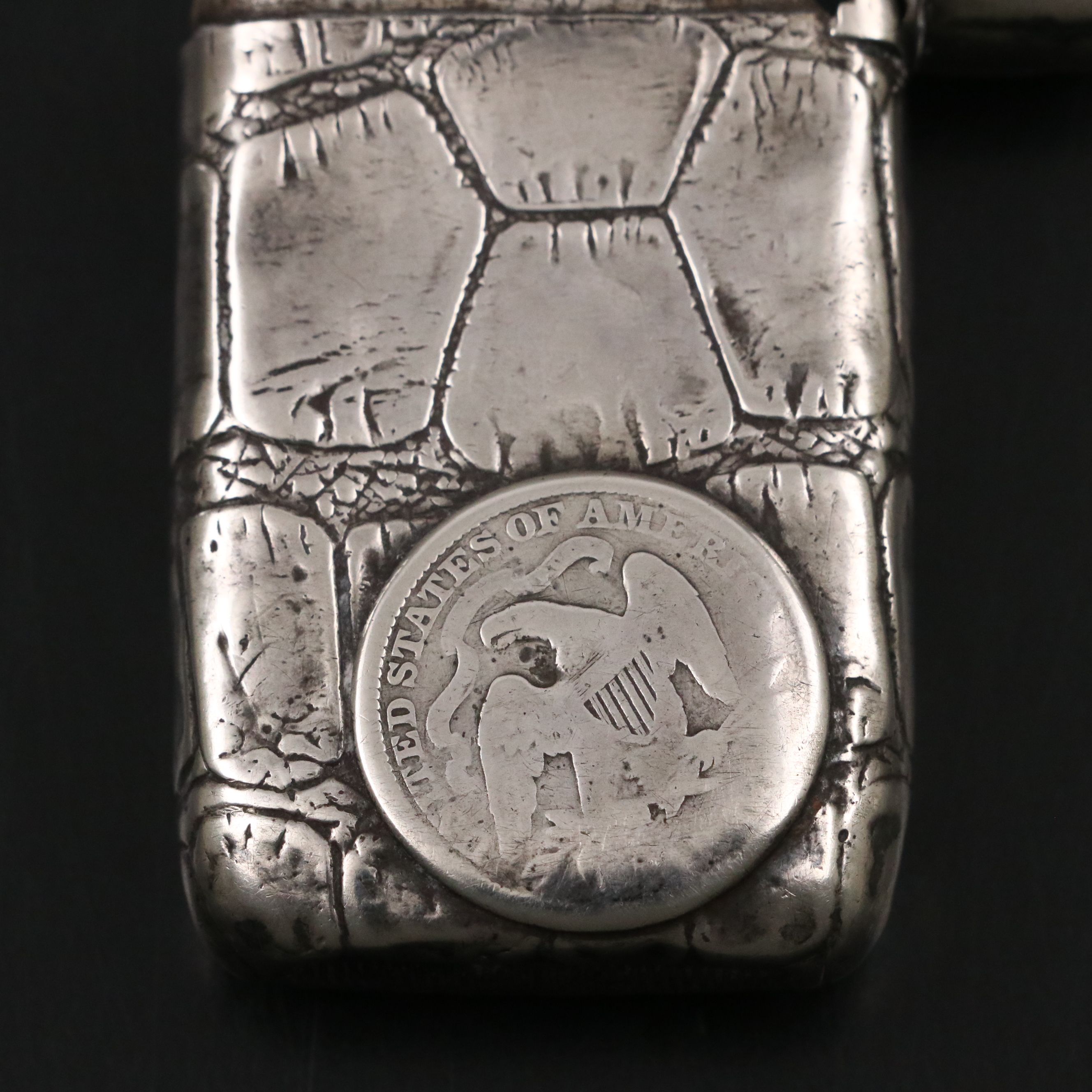 Gorham Sterling Silver Vesta with Seated Liberty and Other Half Dollars, 1886
