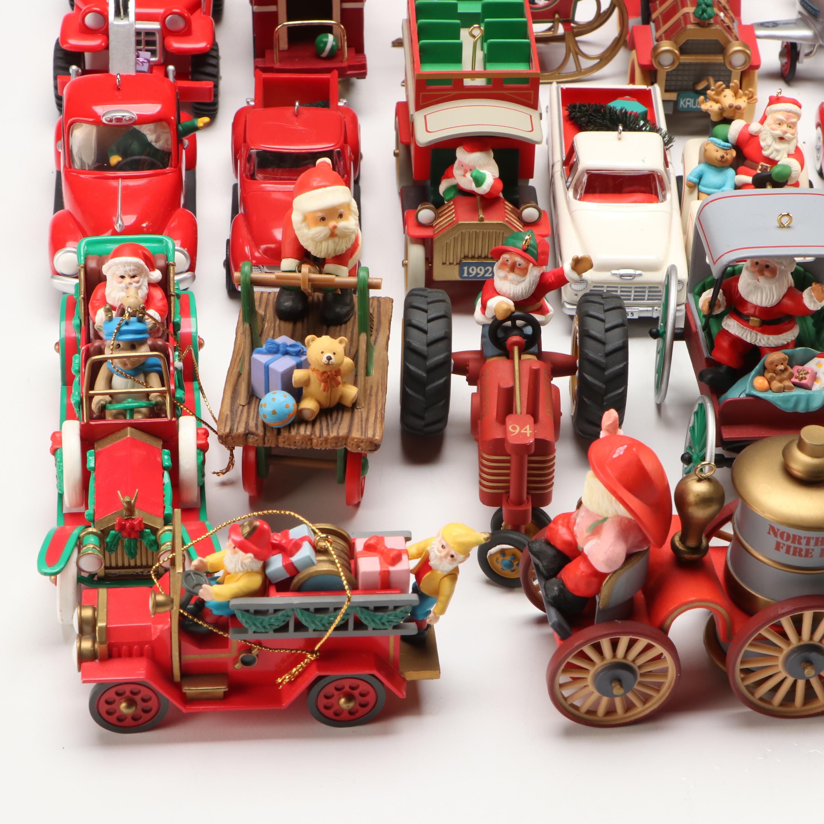 Hallmark Keepsake "Santa's Snowplow" with Other Vintage Hallmark Ornaments