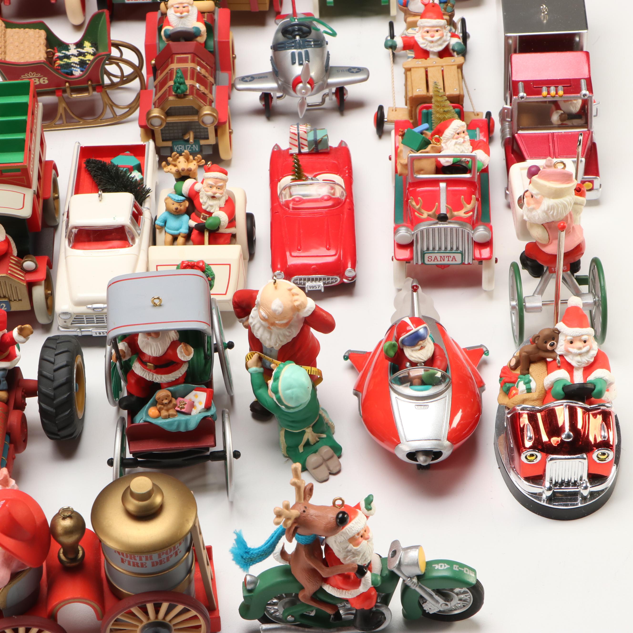 Hallmark Keepsake "Santa's Snowplow" with Other Vintage Hallmark Ornaments