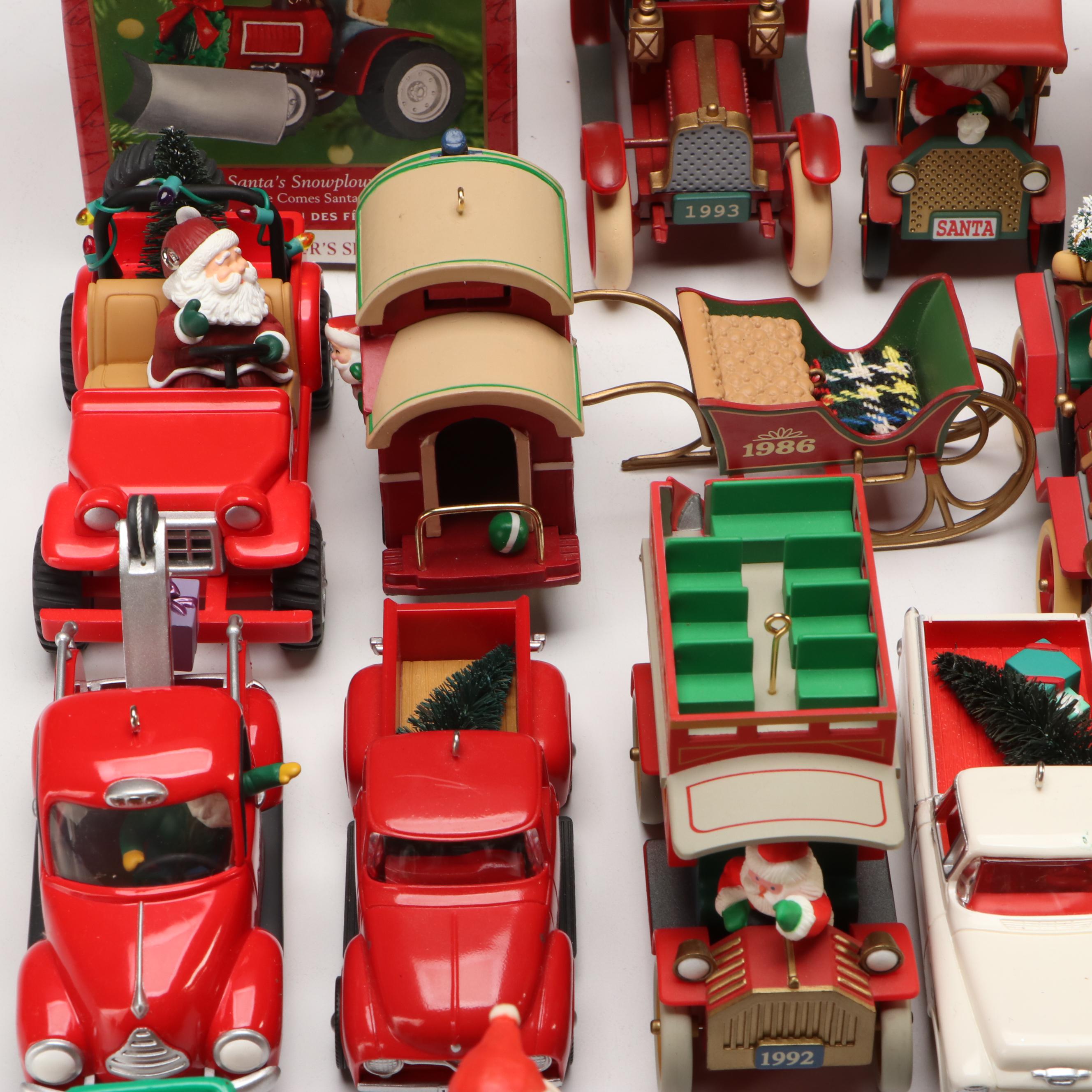 Hallmark Keepsake "Santa's Snowplow" with Other Vintage Hallmark Ornaments
