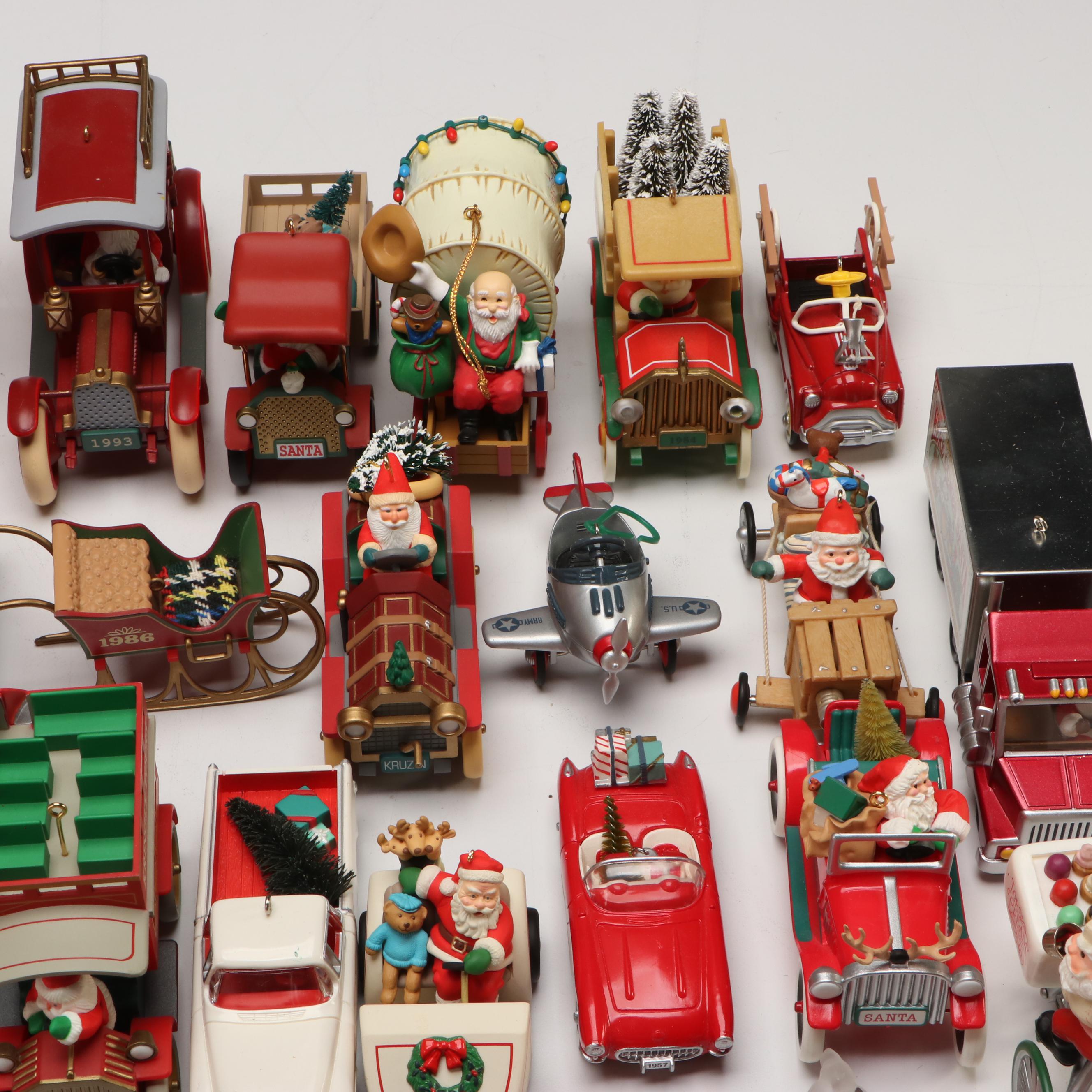Hallmark Keepsake "Santa's Snowplow" with Other Vintage Hallmark Ornaments