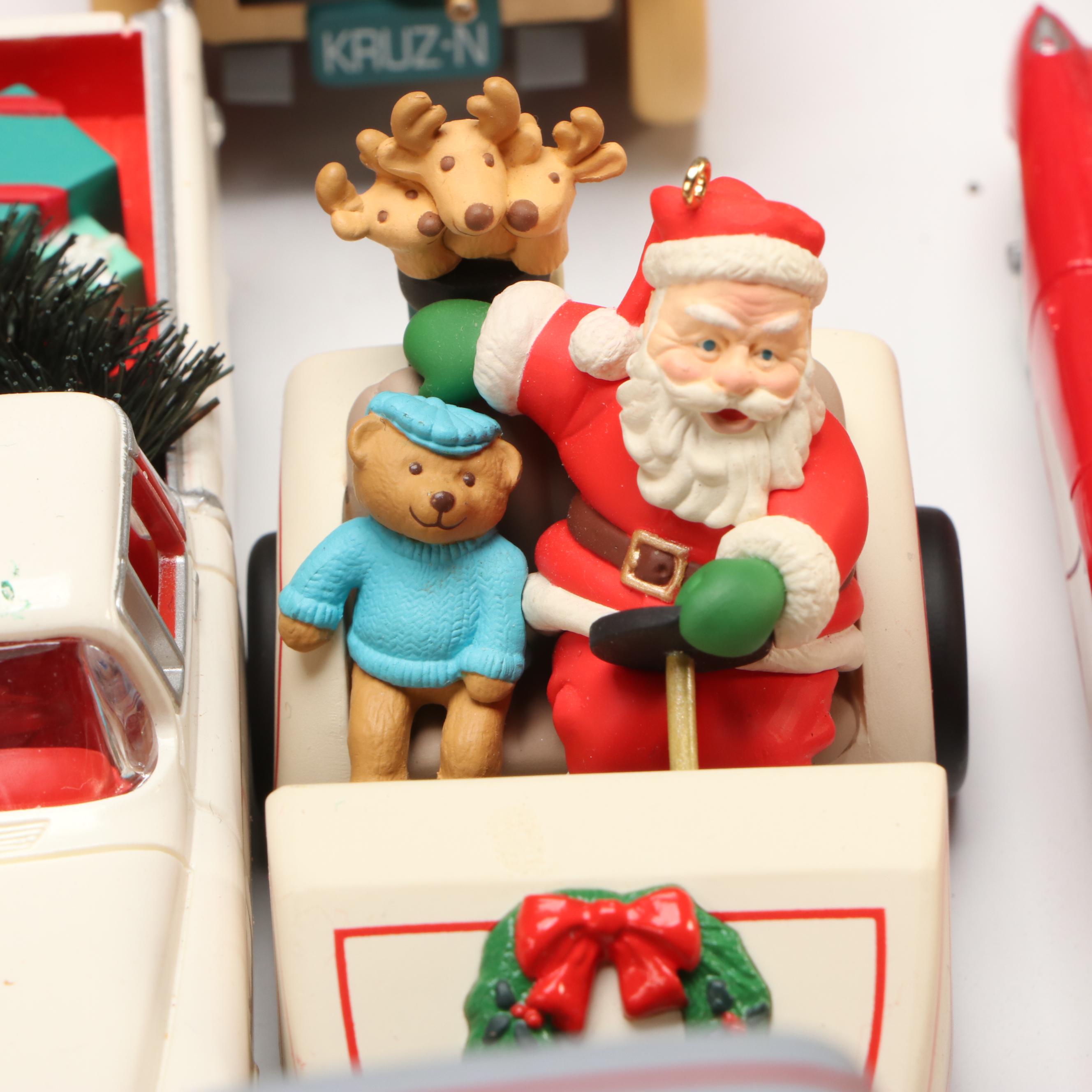Hallmark Keepsake "Santa's Snowplow" with Other Vintage Hallmark Ornaments
