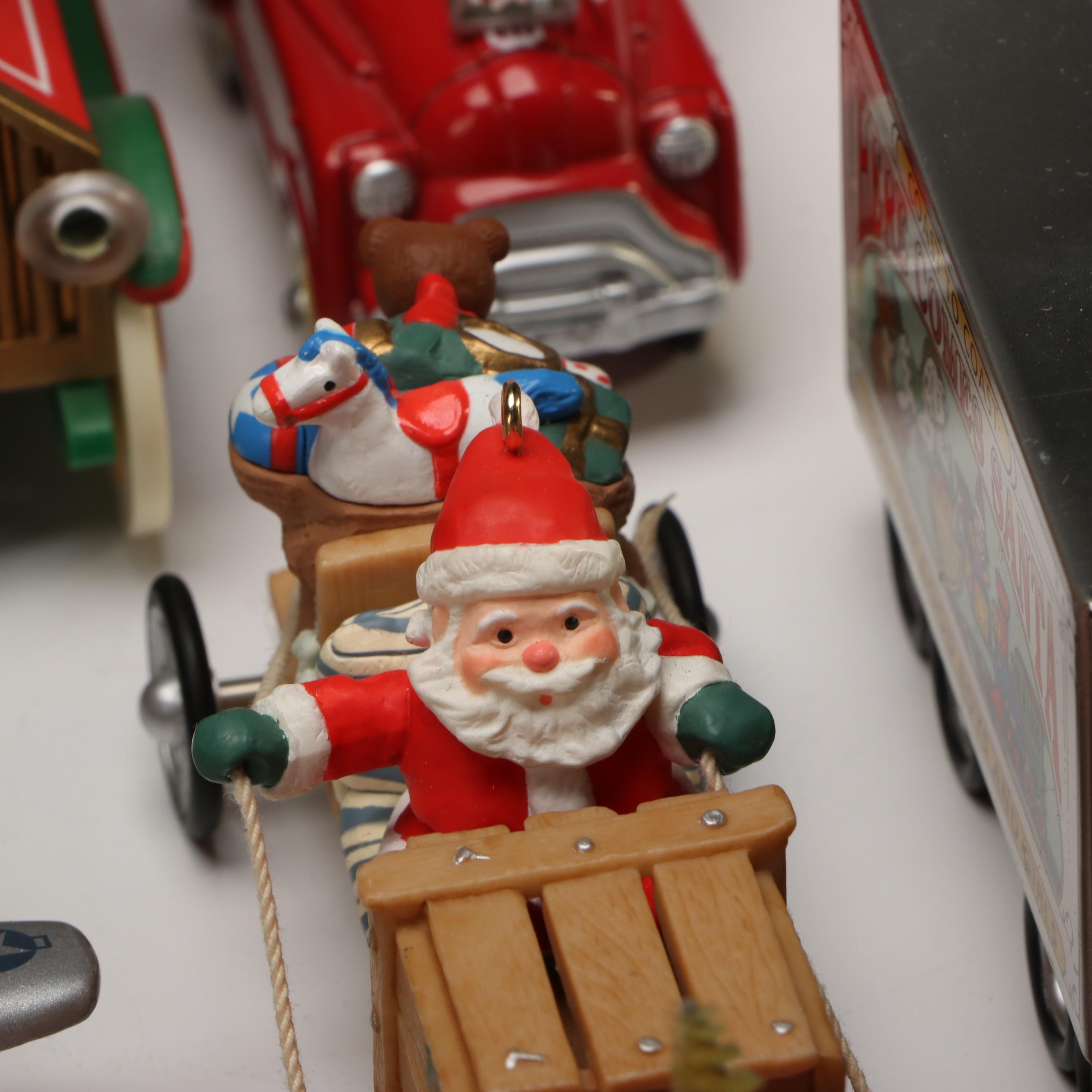 Hallmark Keepsake "Santa's Snowplow" with Other Vintage Hallmark Ornaments