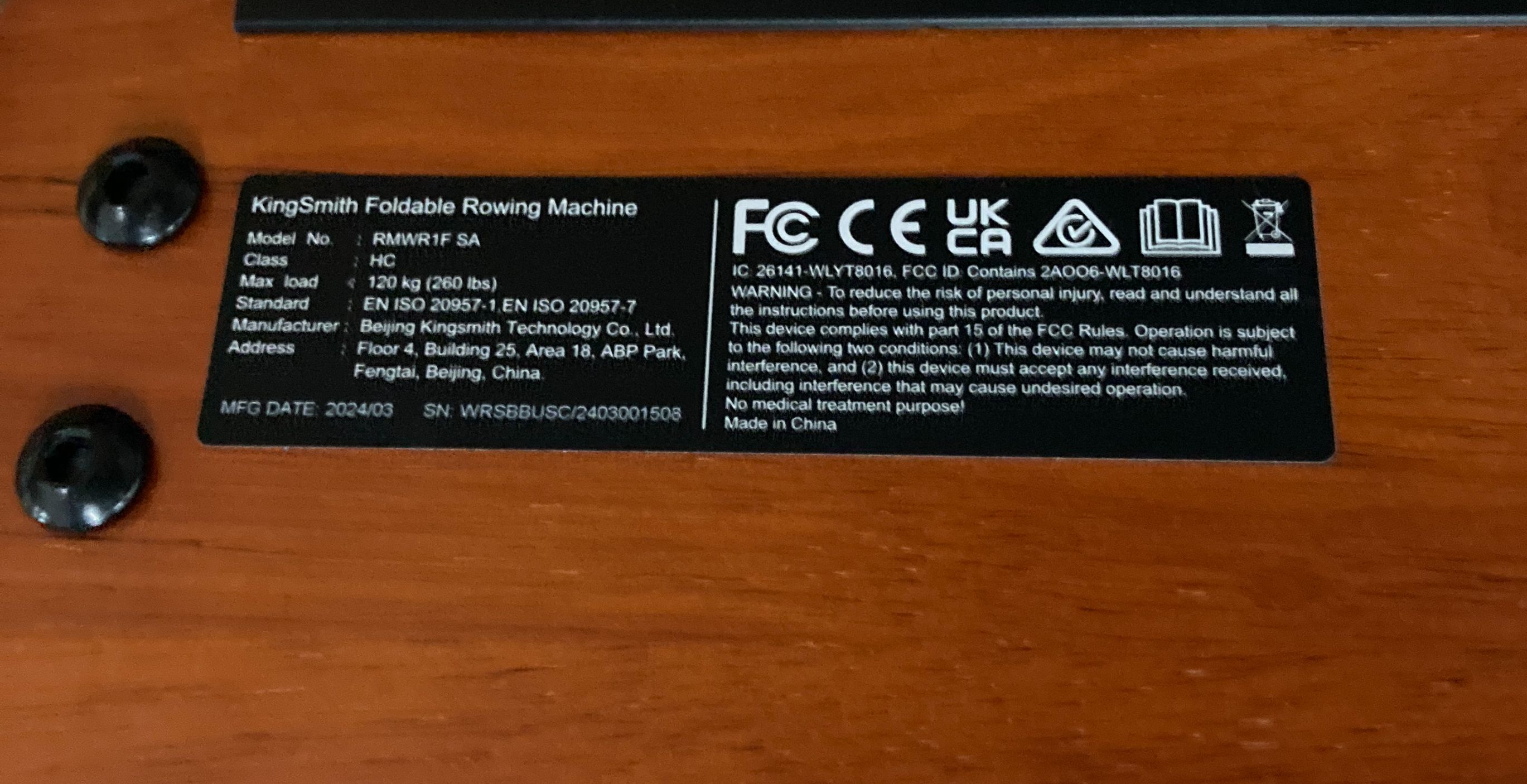 KingSmith Foldable Rowing Machine