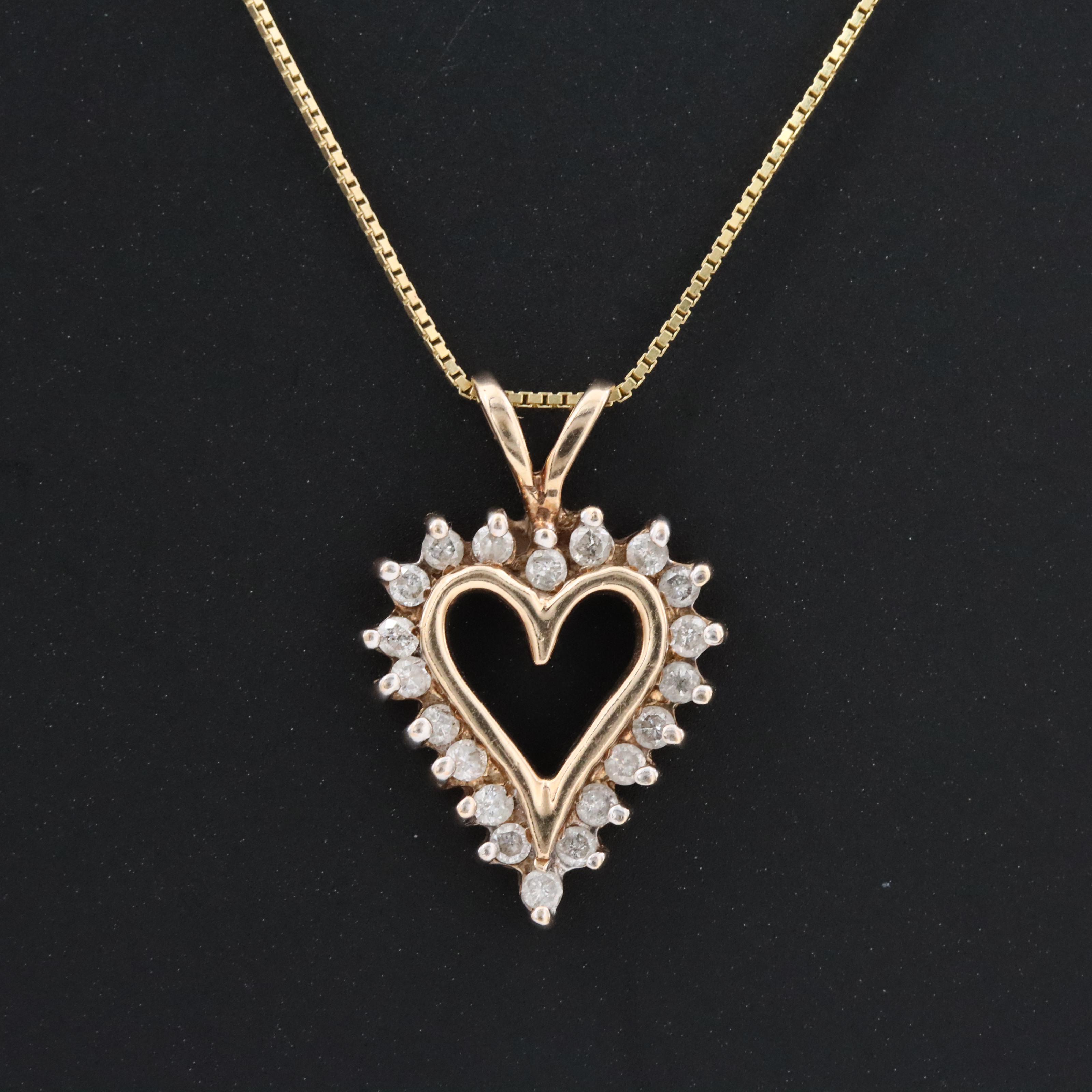10K 0.25 CTW Diamond Heart Pendant with 14K Chain