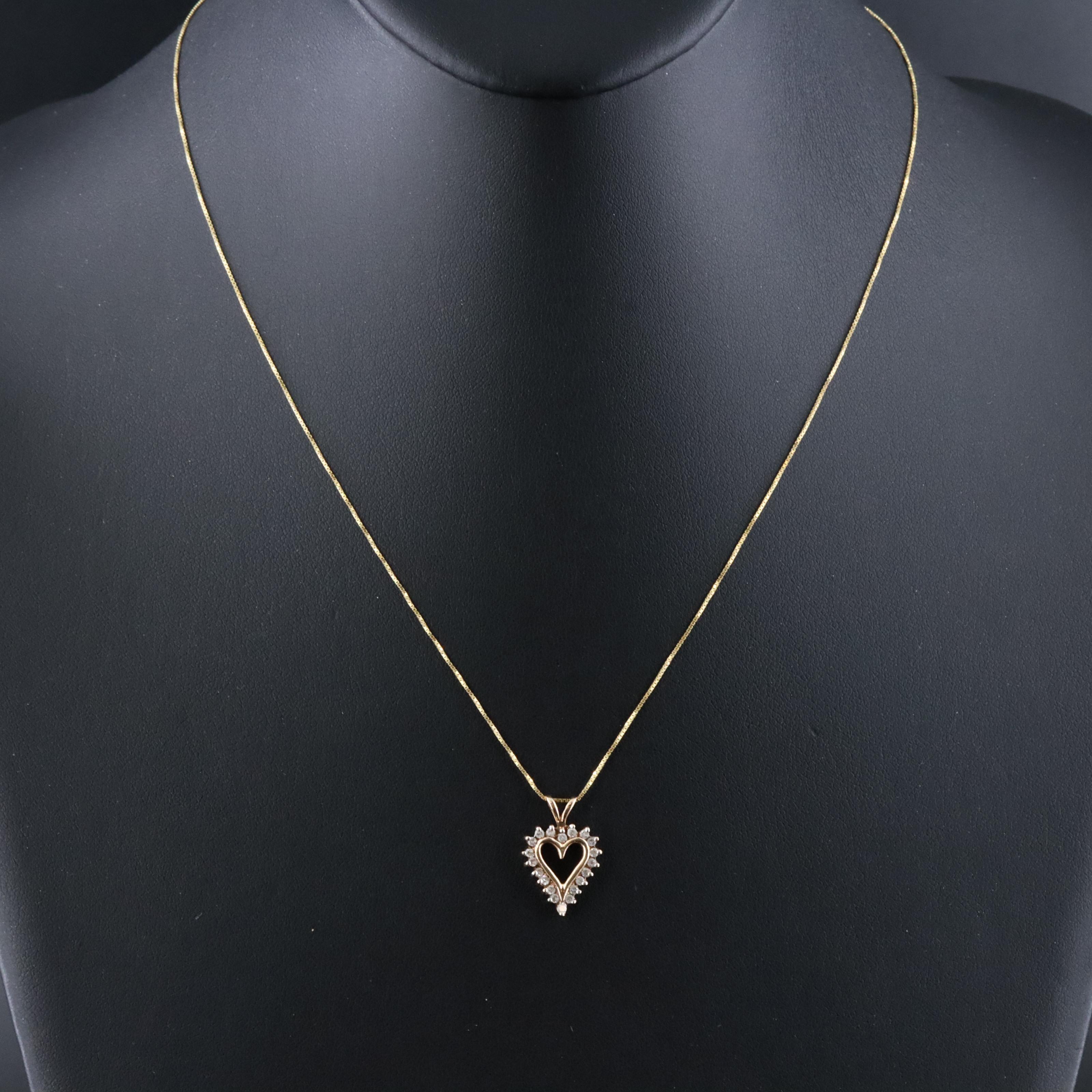 10K 0.25 CTW Diamond Heart Pendant with 14K Chain