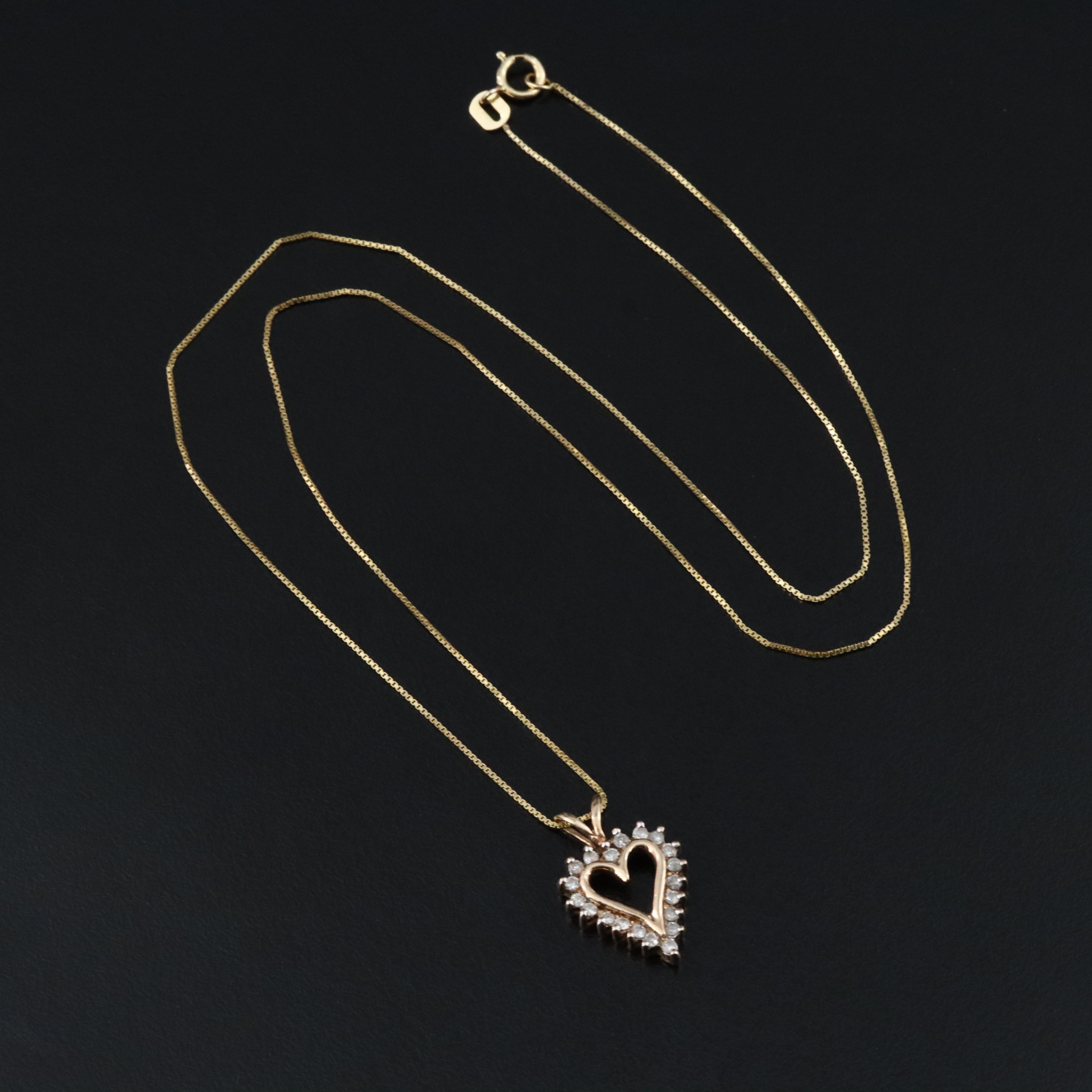 10K 0.25 CTW Diamond Heart Pendant with 14K Chain