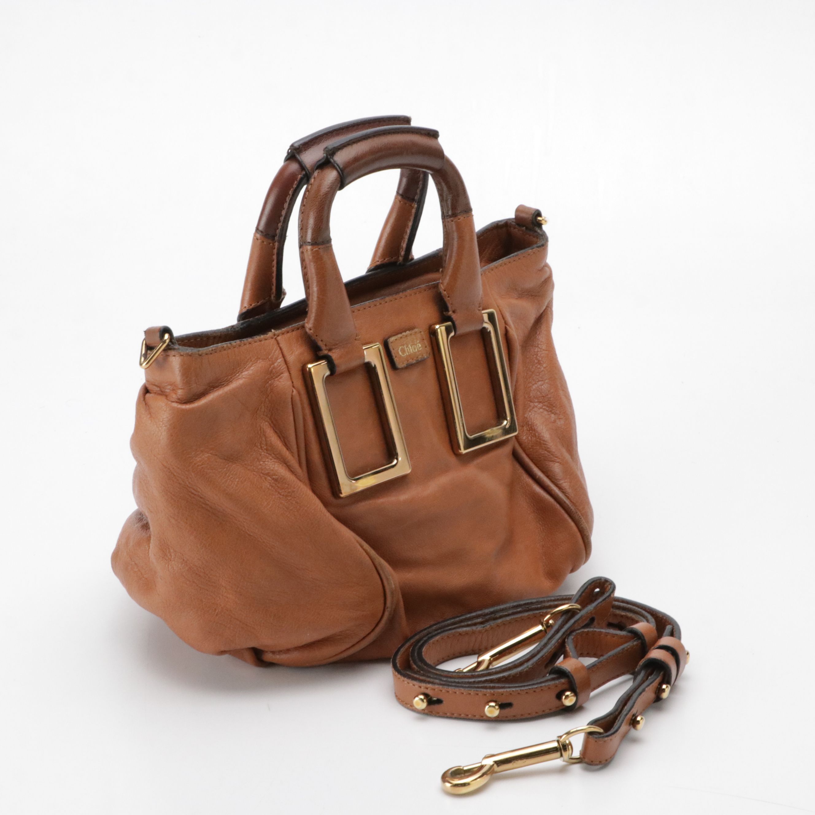 Chloé Mini Ethel Two-Way Satchel in Brown Calfskin Leather