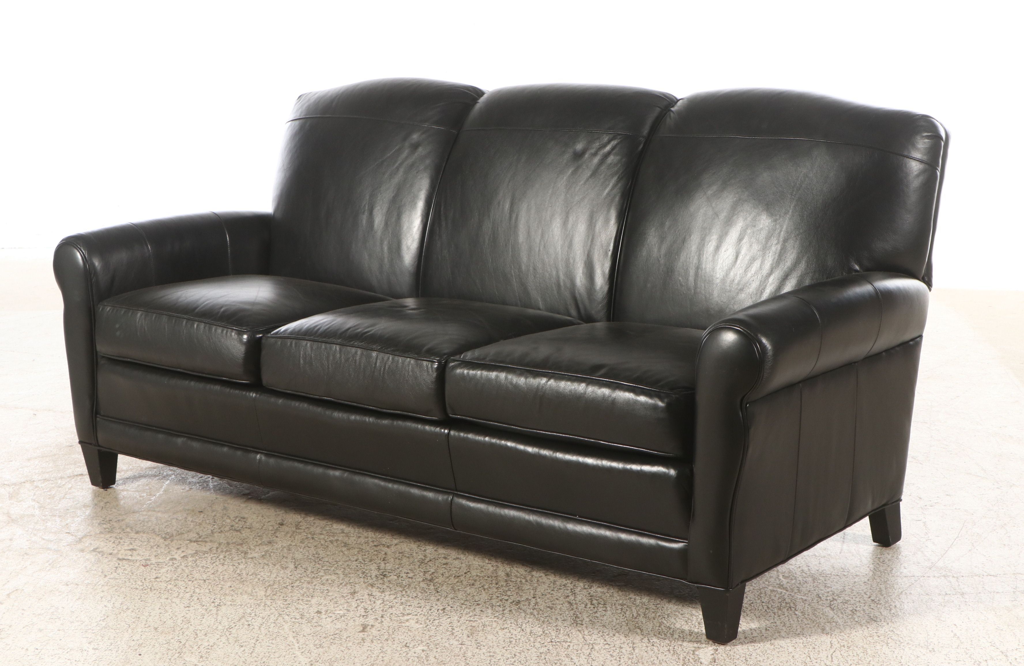 Smith Brothers of Berne Leather Club Style Sofa
