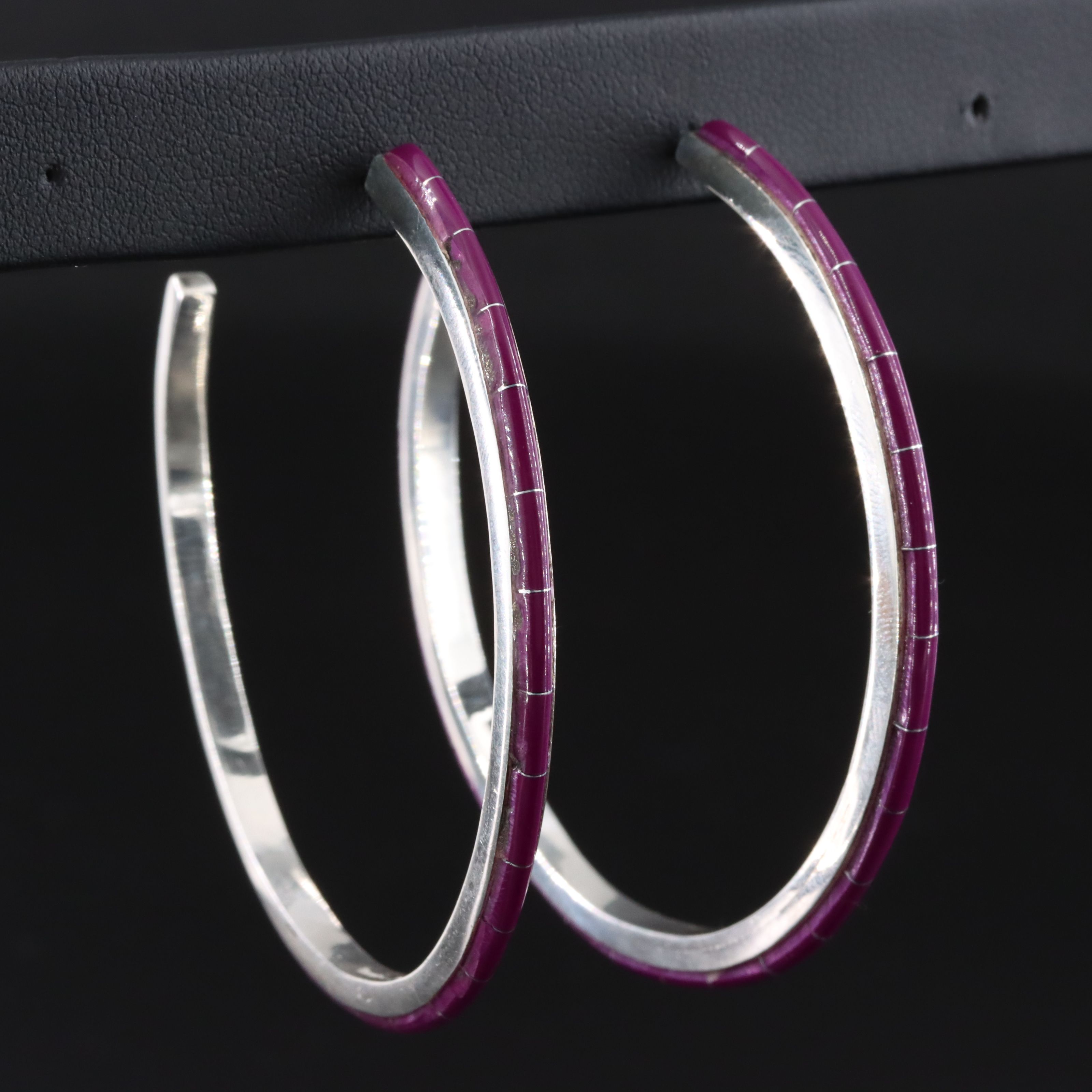 Sterling Sugilite Half Hoops