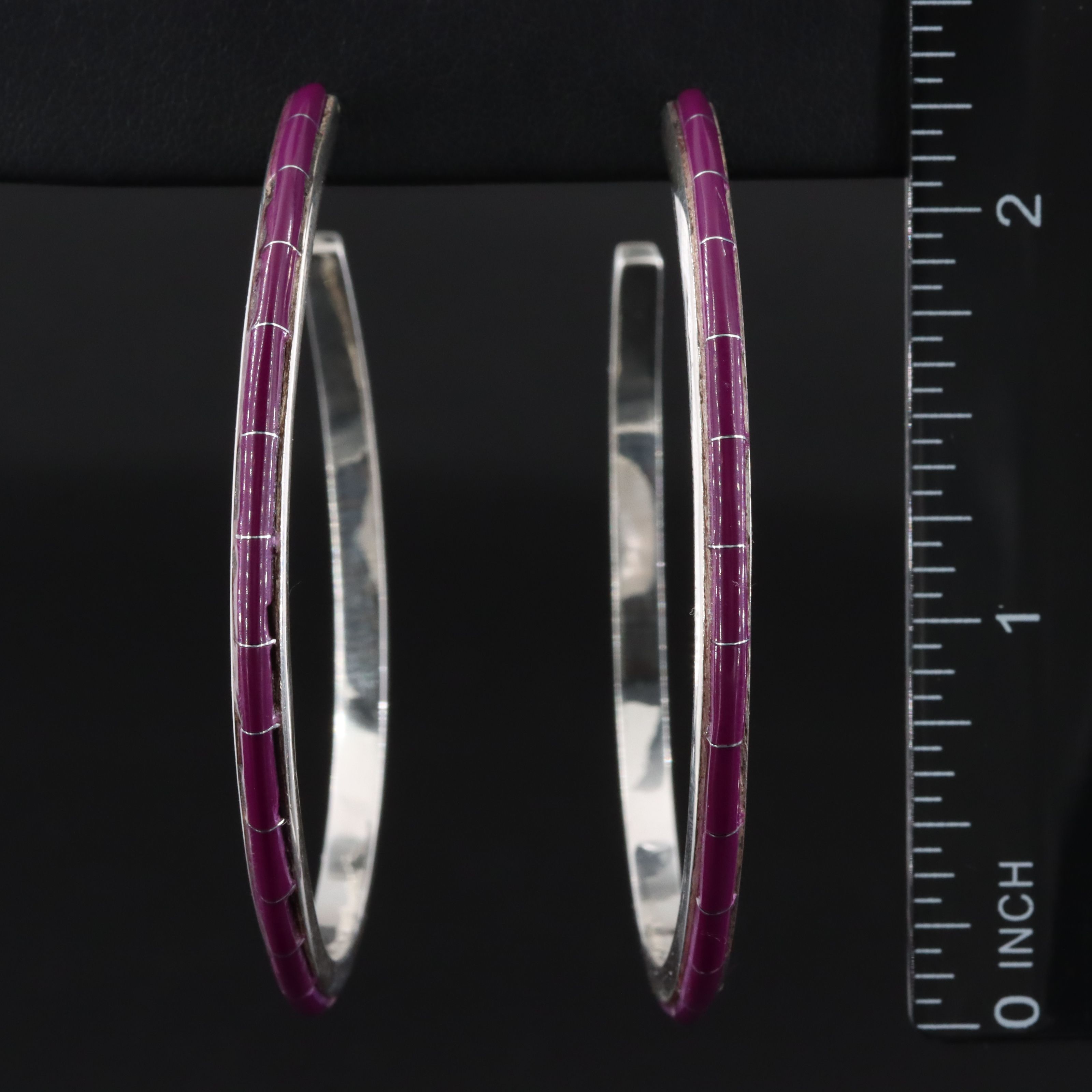 Sterling Sugilite Half Hoops