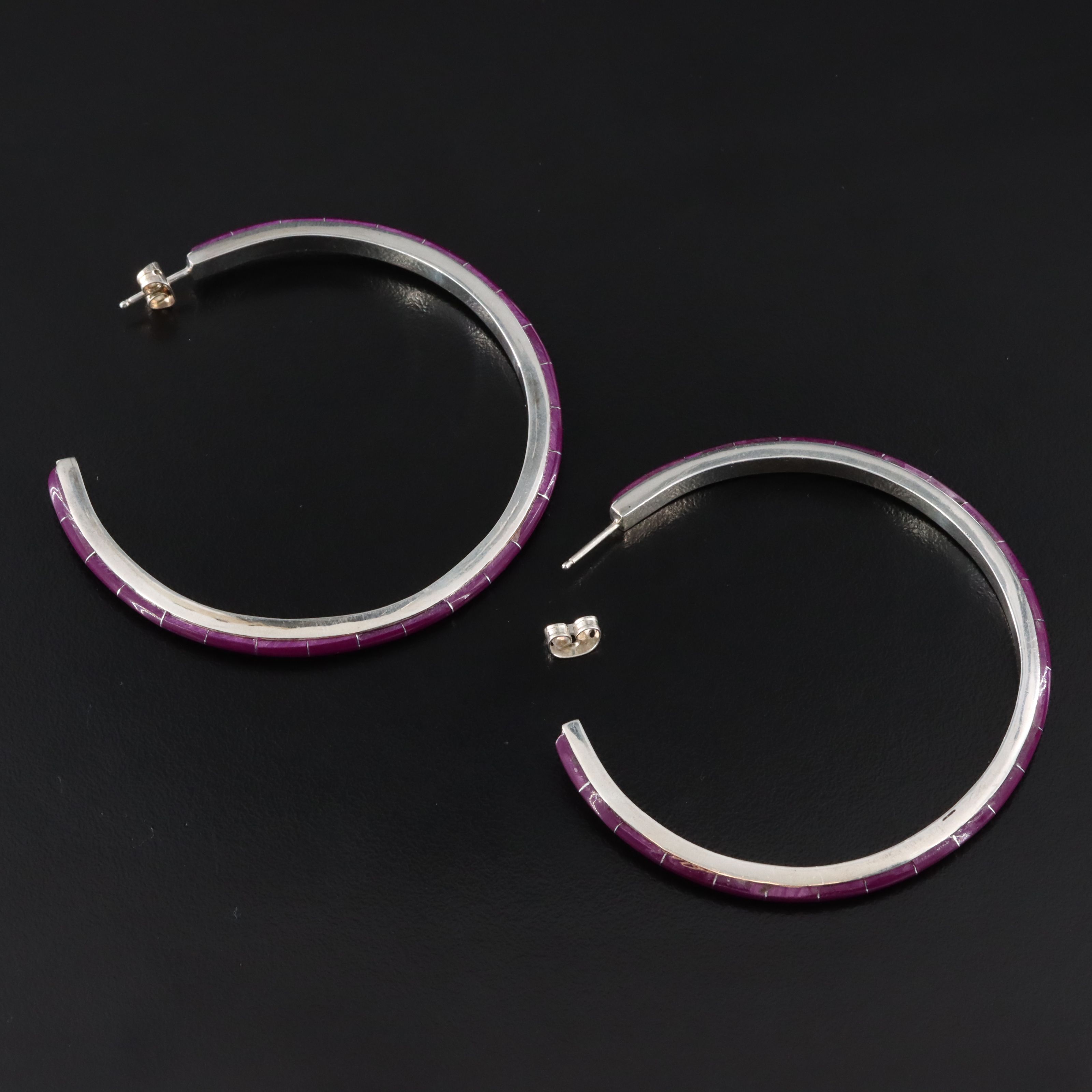 Sterling Sugilite Half Hoops
