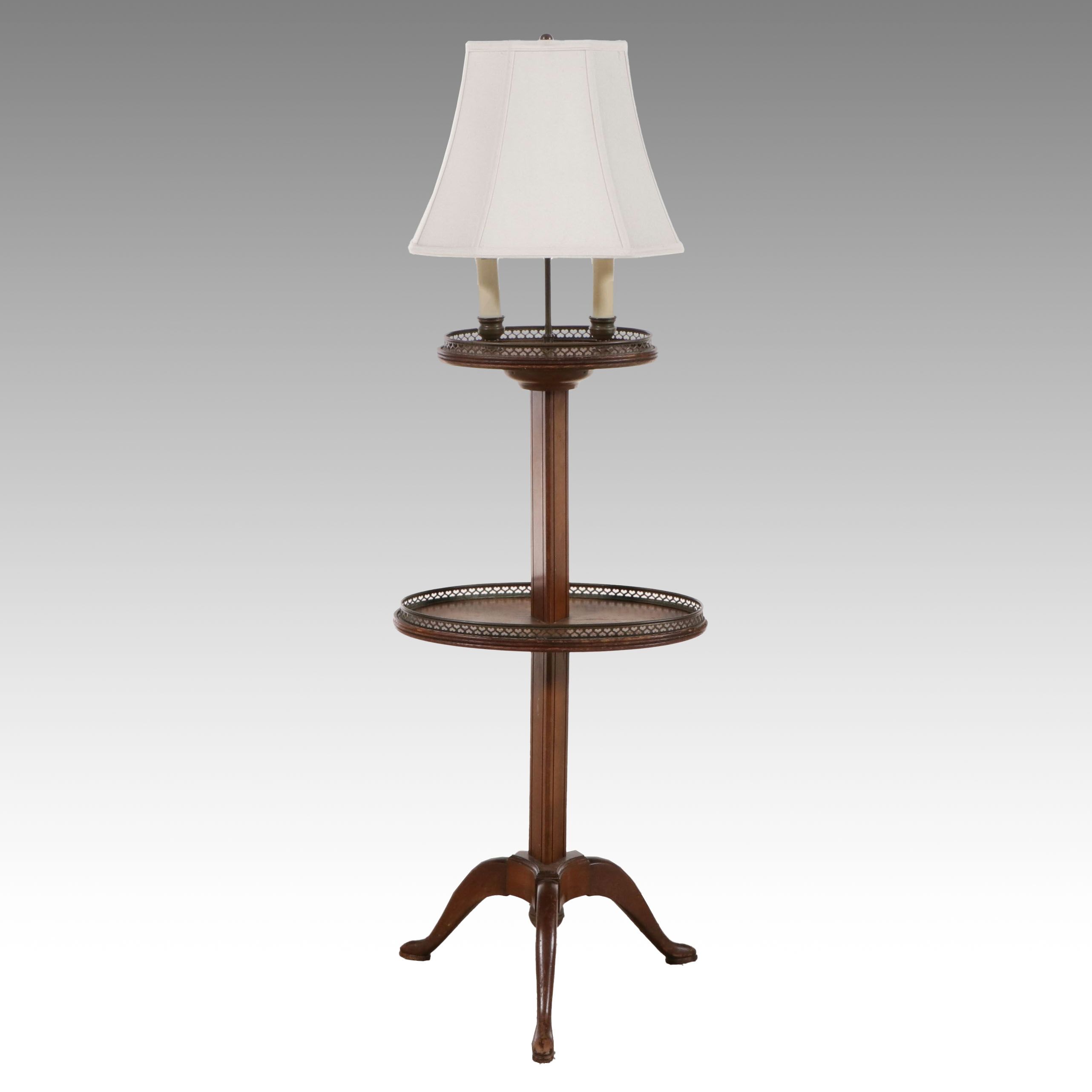 Georgian Style Mahogany Two-Tiered Lamp Table, Mid-20th Century