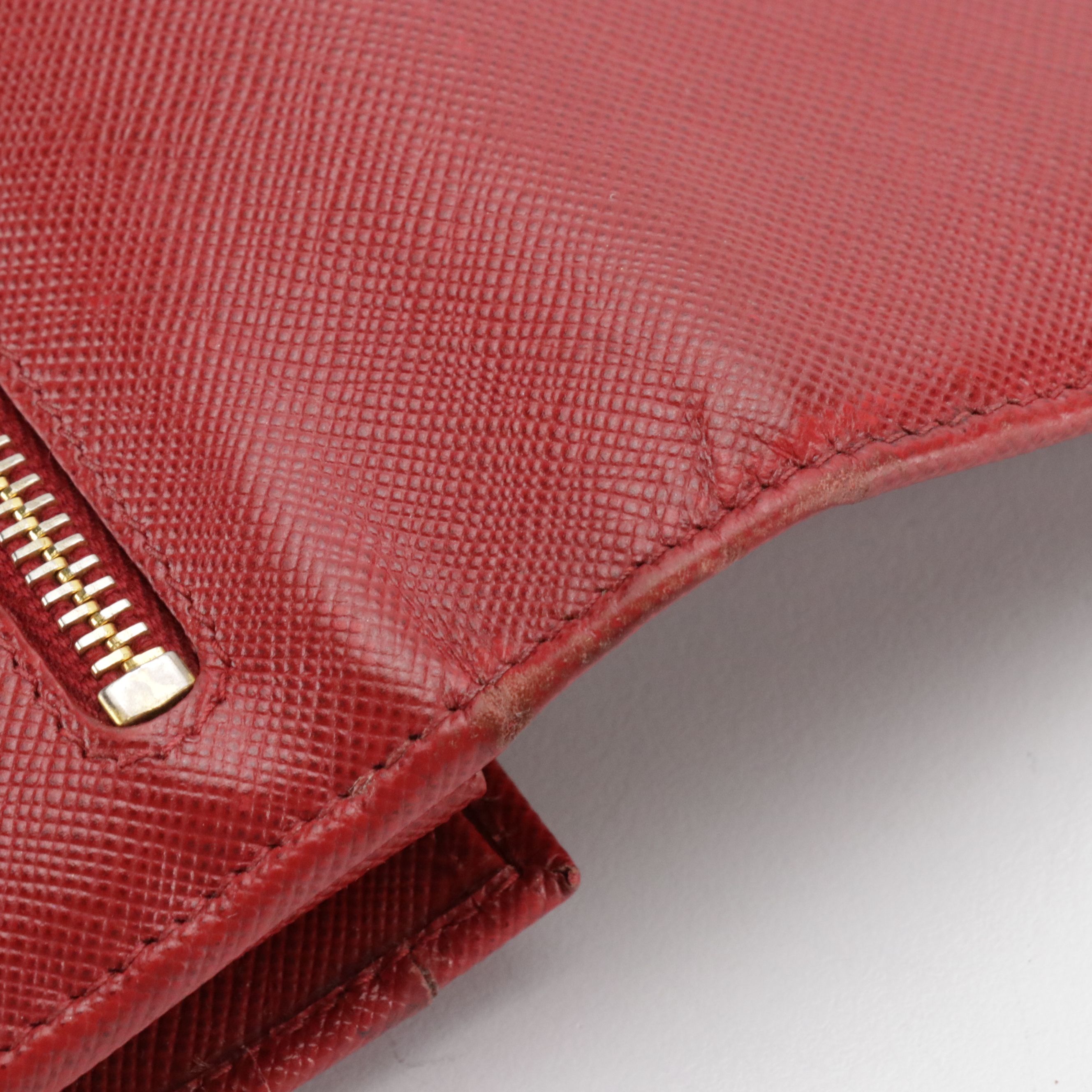 Prada Continental Flap Wallet in Red Saffiano Leather