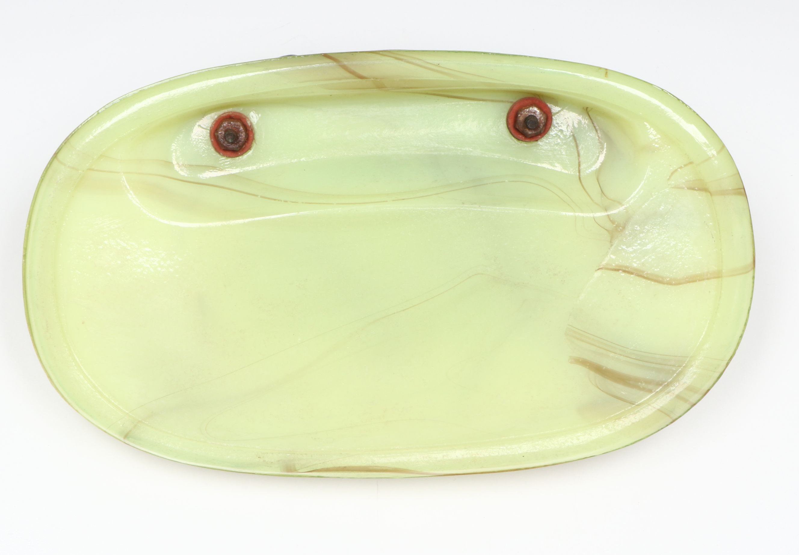 Art Deco Style Custard Slag Glass Ashtray with Spelter Borzoi Hound