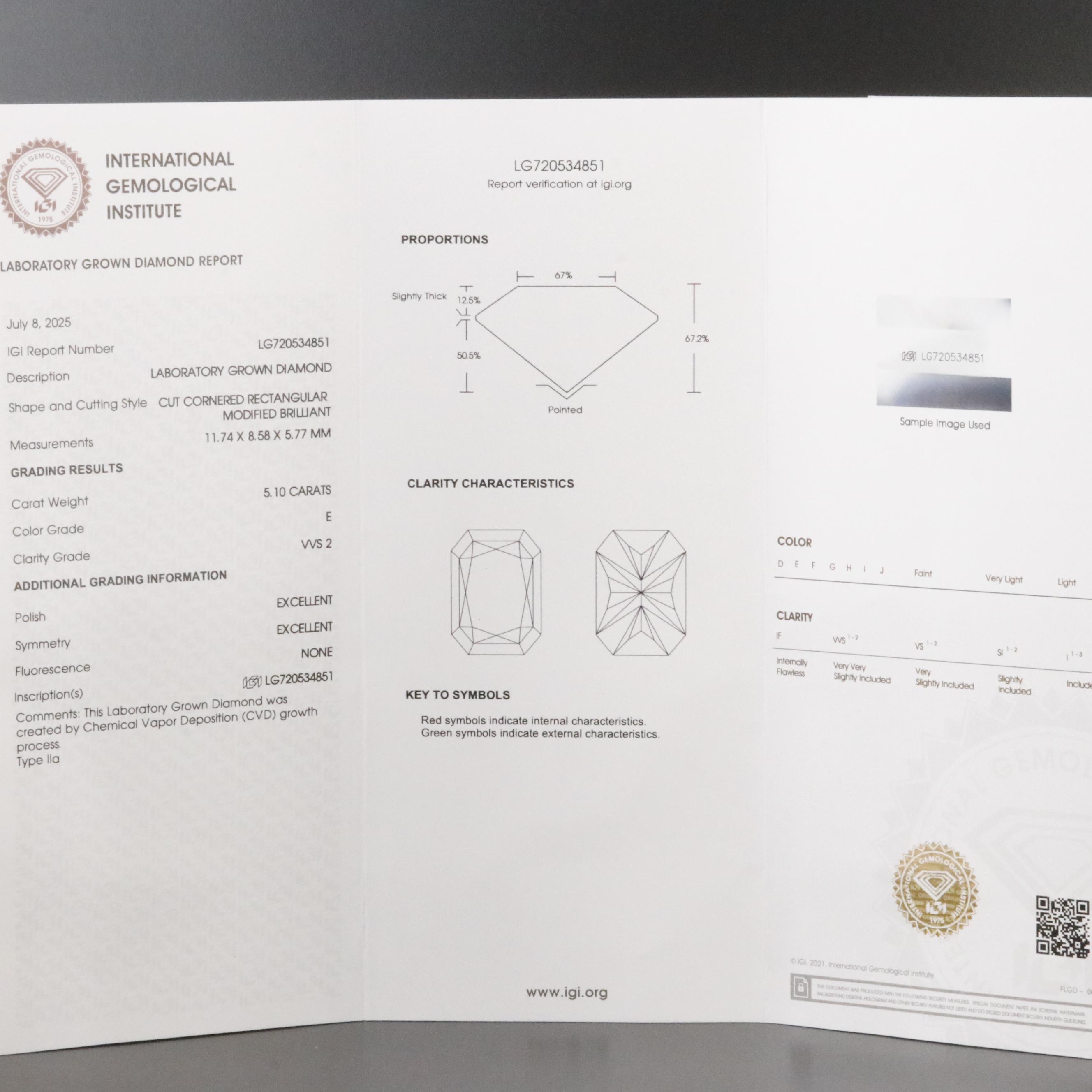 14K 5.10 CT Lab Grown Diamond Solitaire Ring with IGI Report