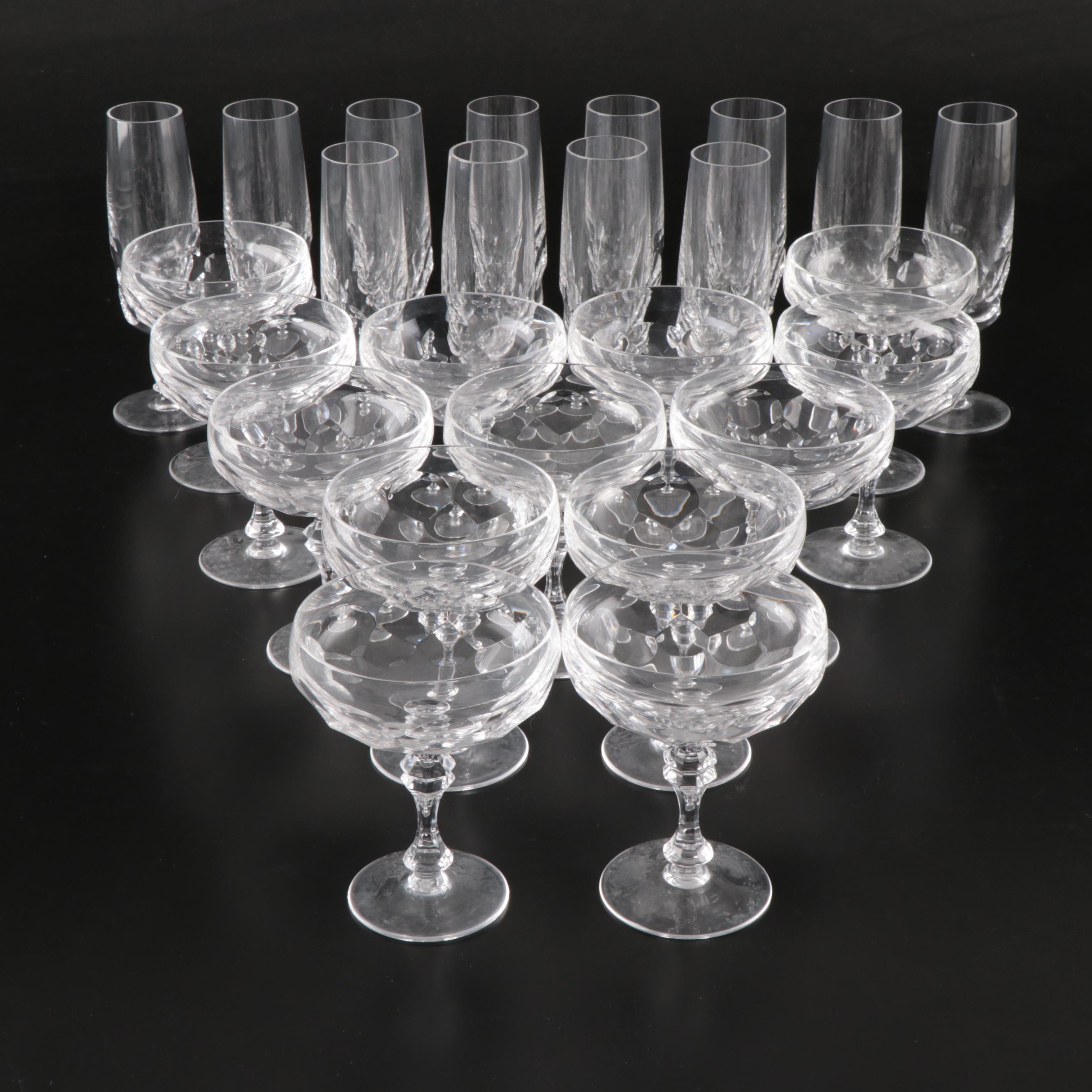 Vintage Glass Champagne Coupes and Flutes