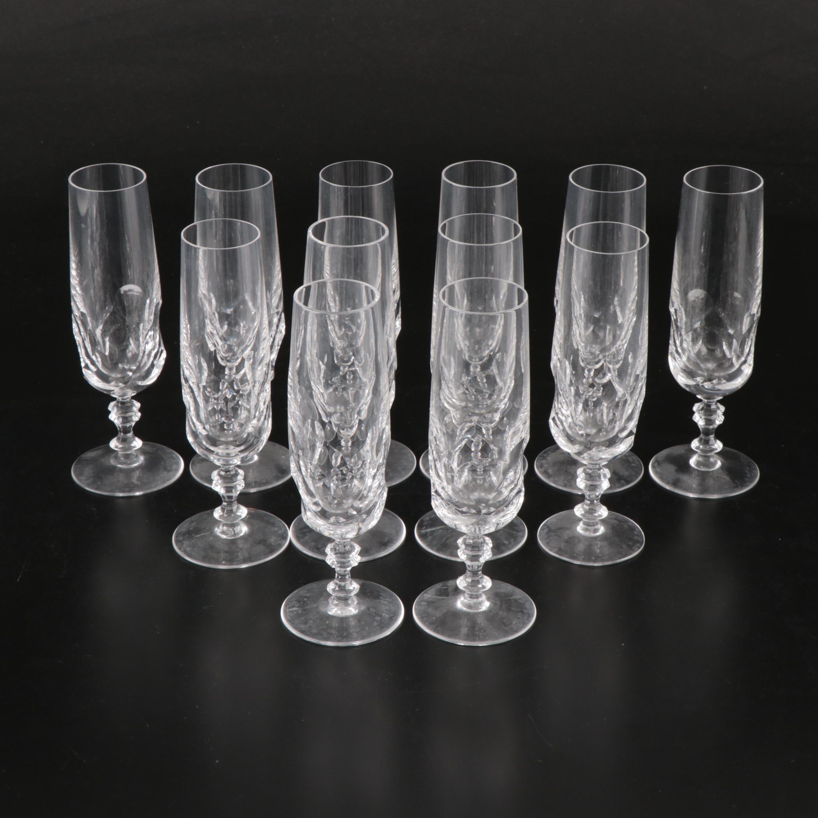 Vintage Glass Champagne Coupes and Flutes