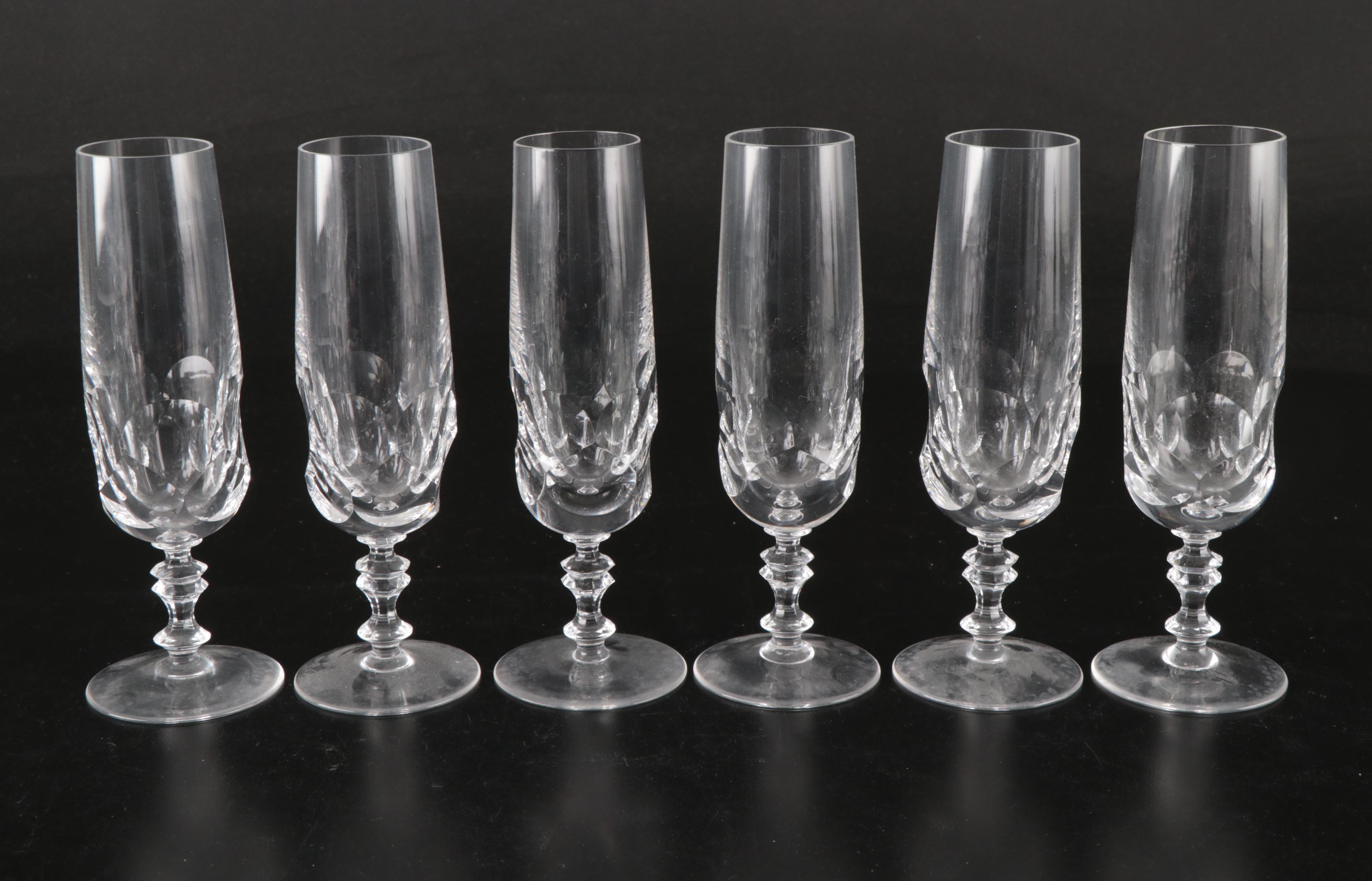 Vintage Glass Champagne Coupes and Flutes