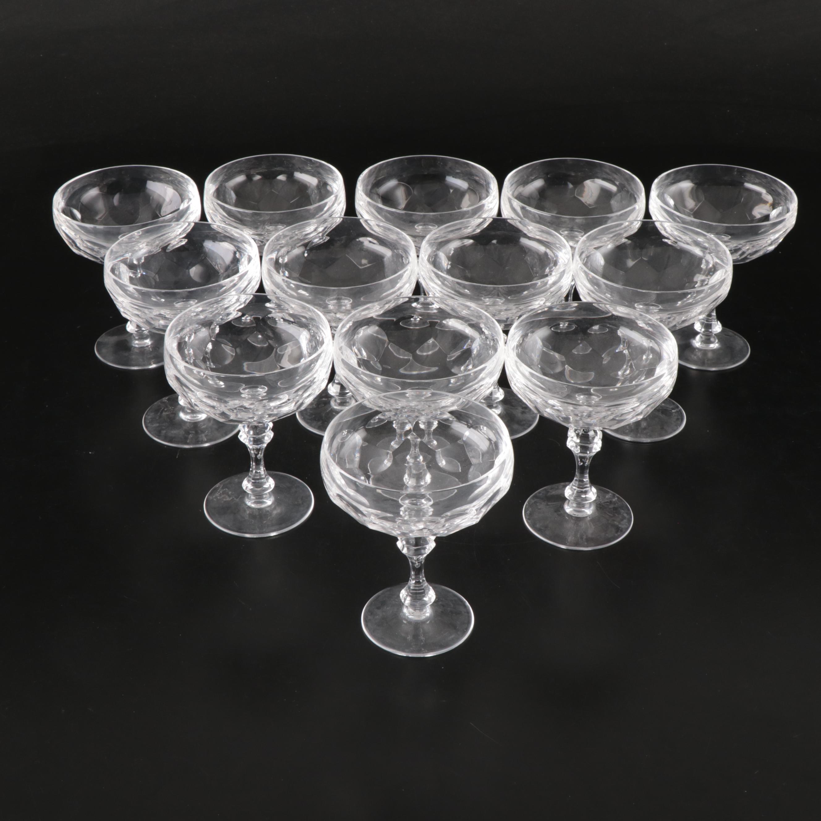 Vintage Glass Champagne Coupes and Flutes
