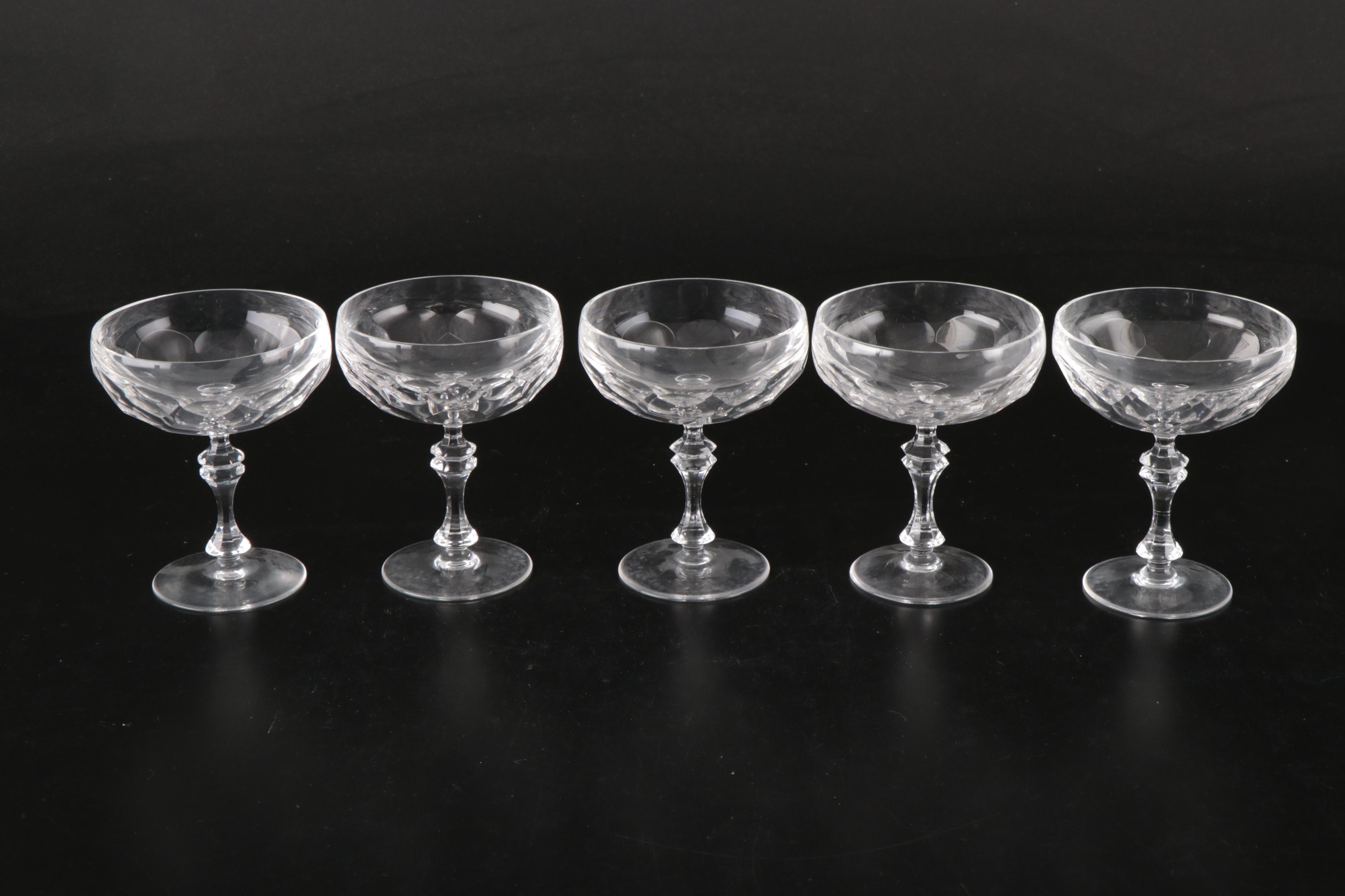 Vintage Glass Champagne Coupes and Flutes
