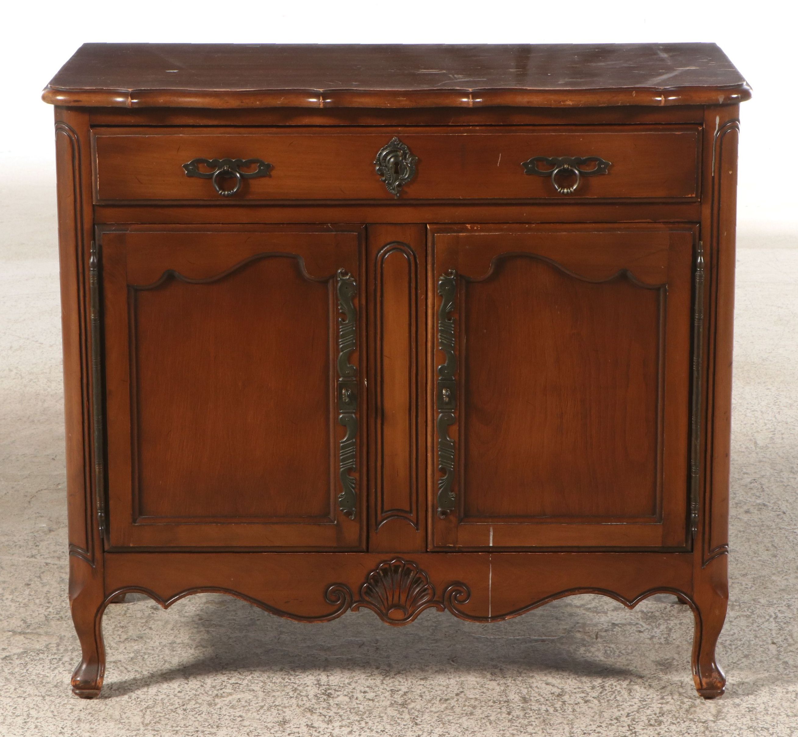French Provincial Style Carved Wood Cabinet, Early to Mid-20th Century