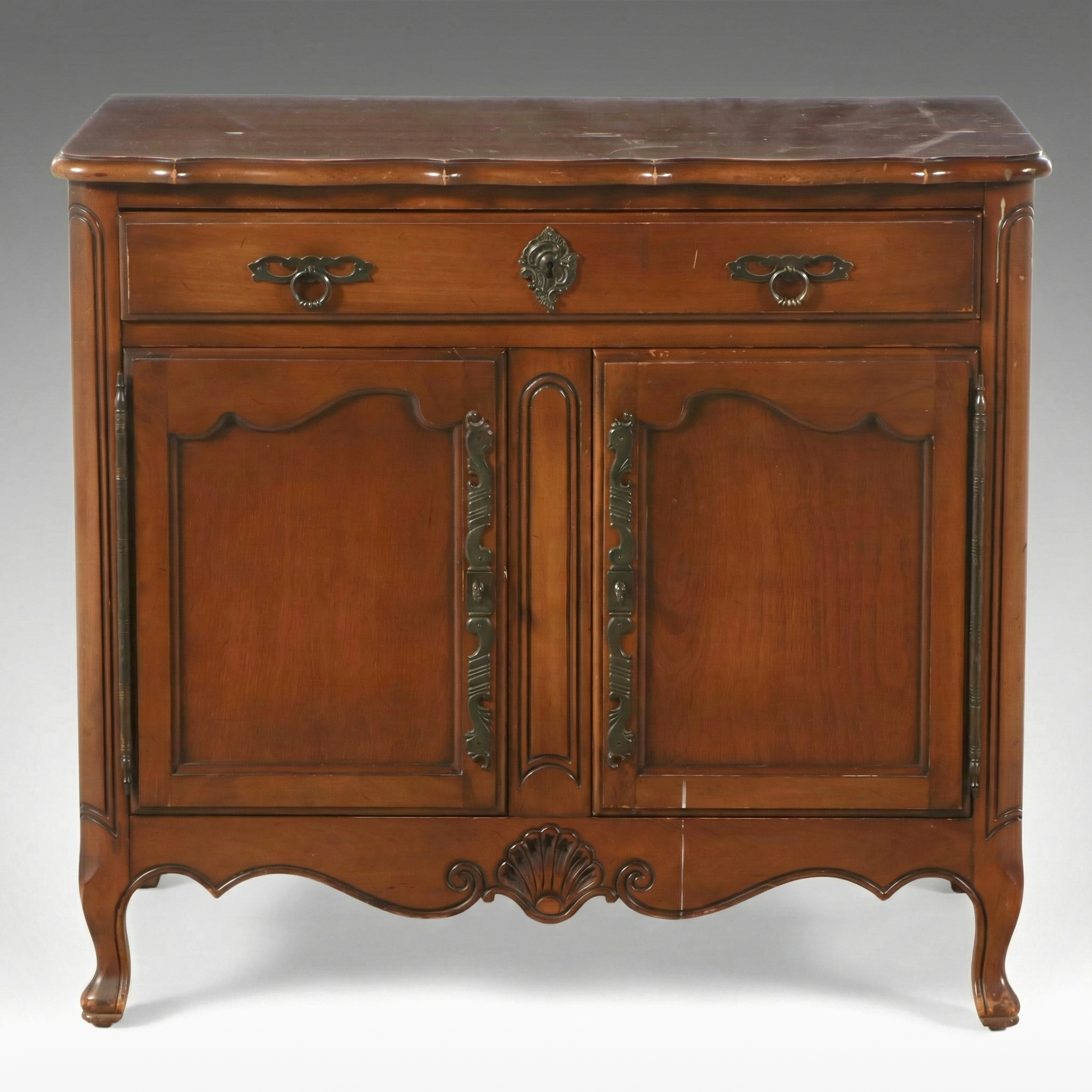 French Provincial Style Carved Wood Cabinet, Early to Mid-20th Century