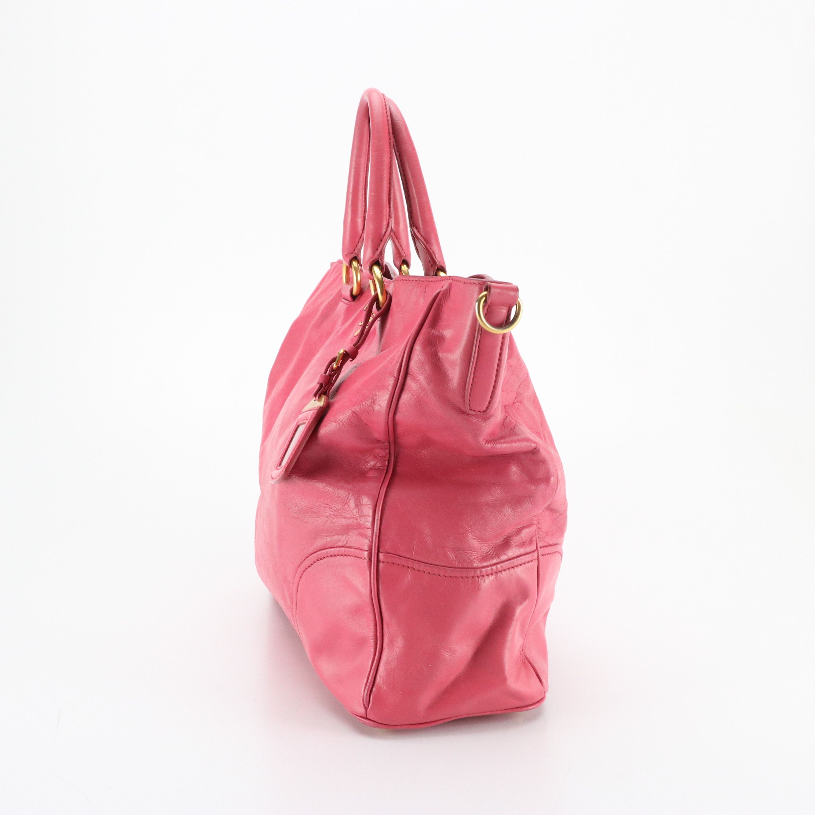 Prada Top Handle Shopper Tote in Hot Pink Vitello Daino Leather