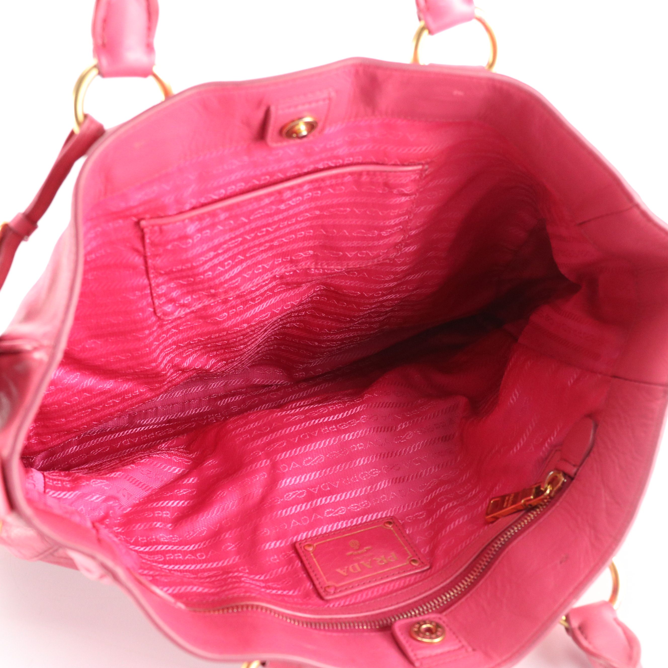 Prada Top Handle Shopper Tote in Hot Pink Vitello Daino Leather